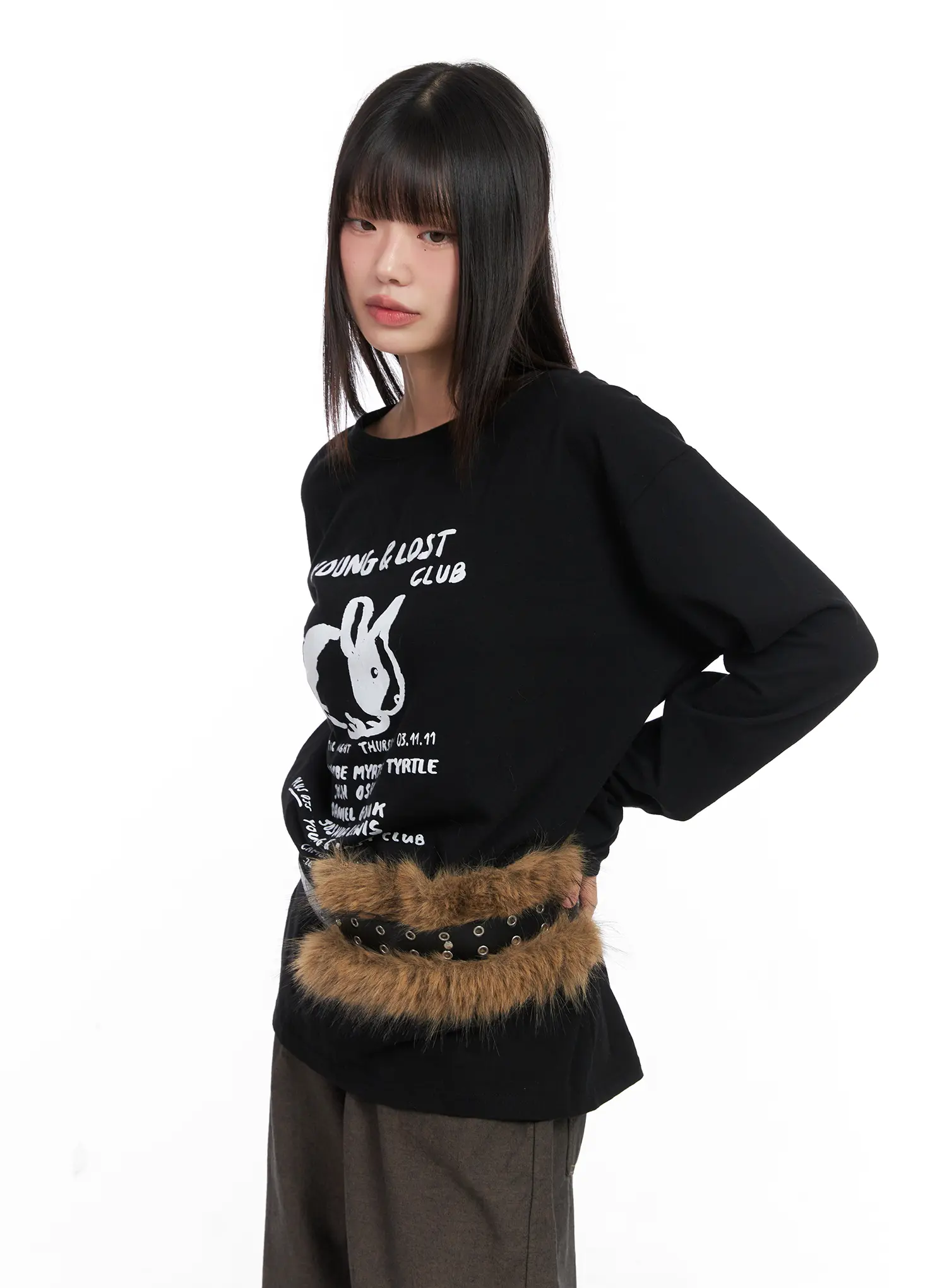 Faux Fur Eyelet Belt CN521 - Image 2