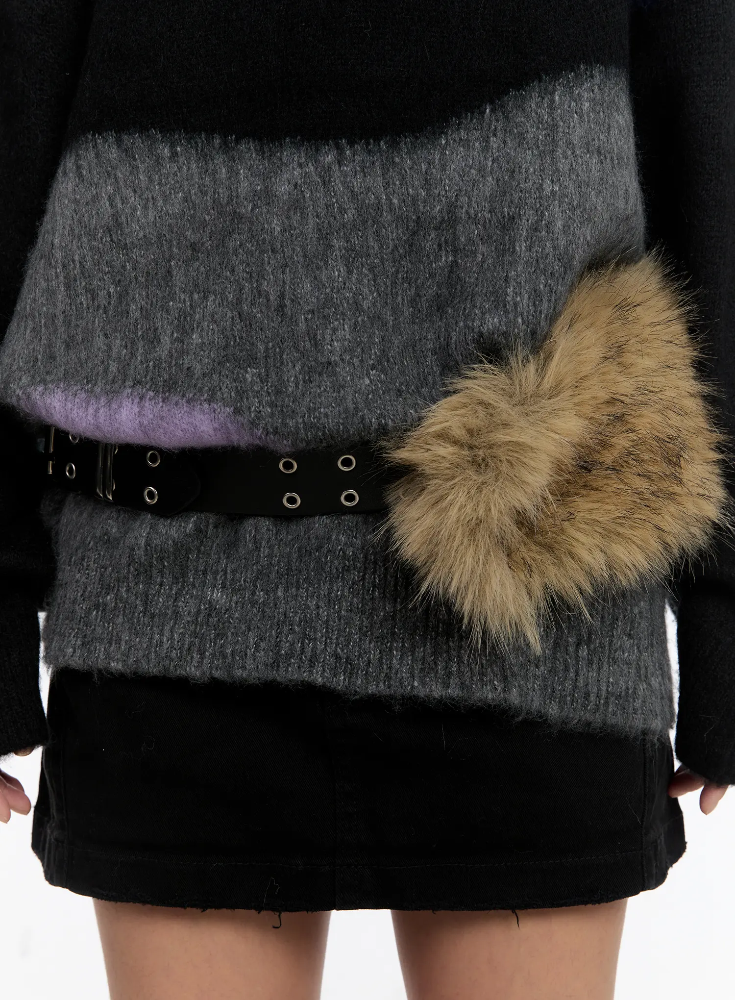 Faux Fur Eyelet Belt CN527