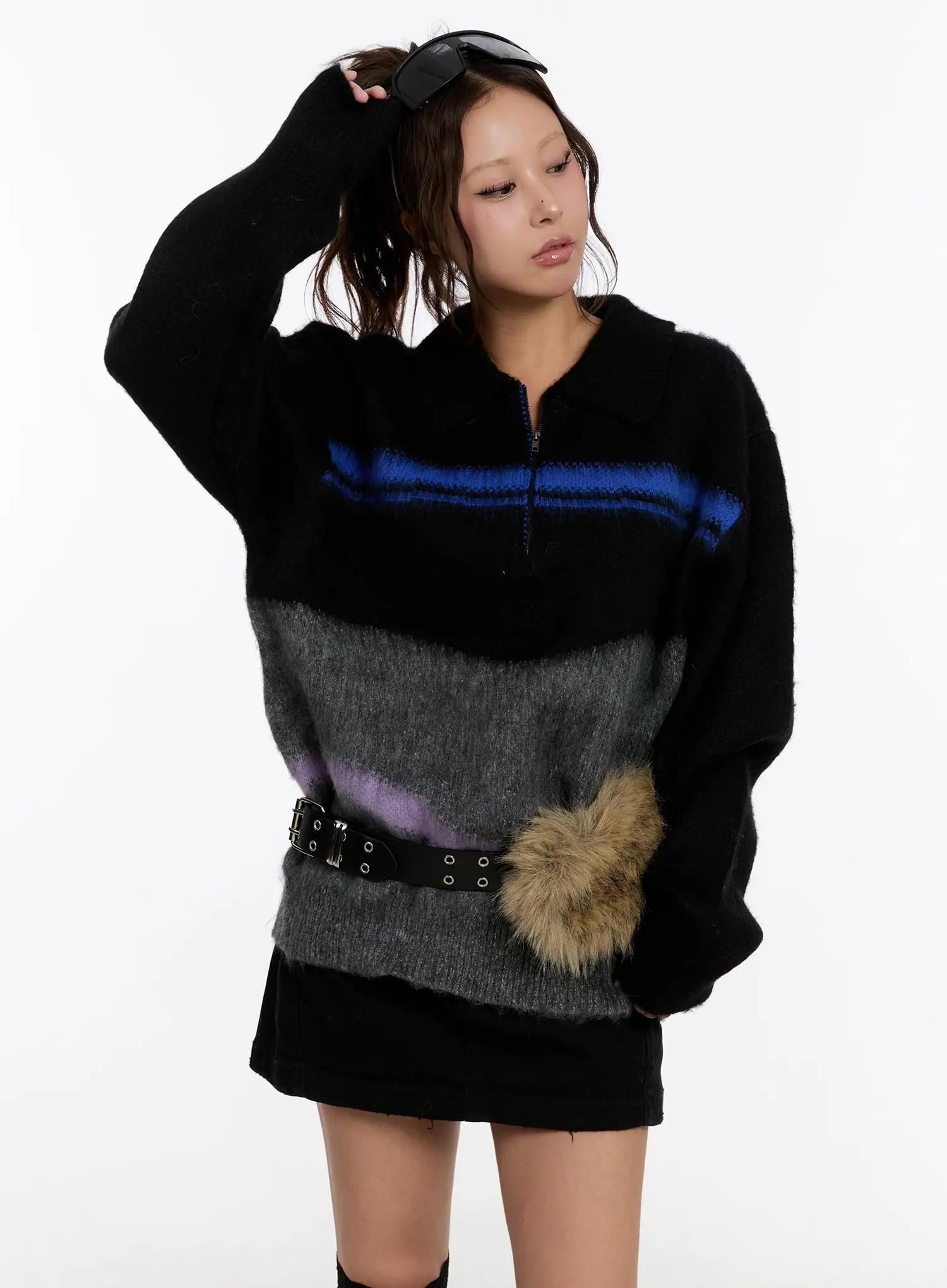 Faux Fur Eyelet Belt CN527 - Image 5