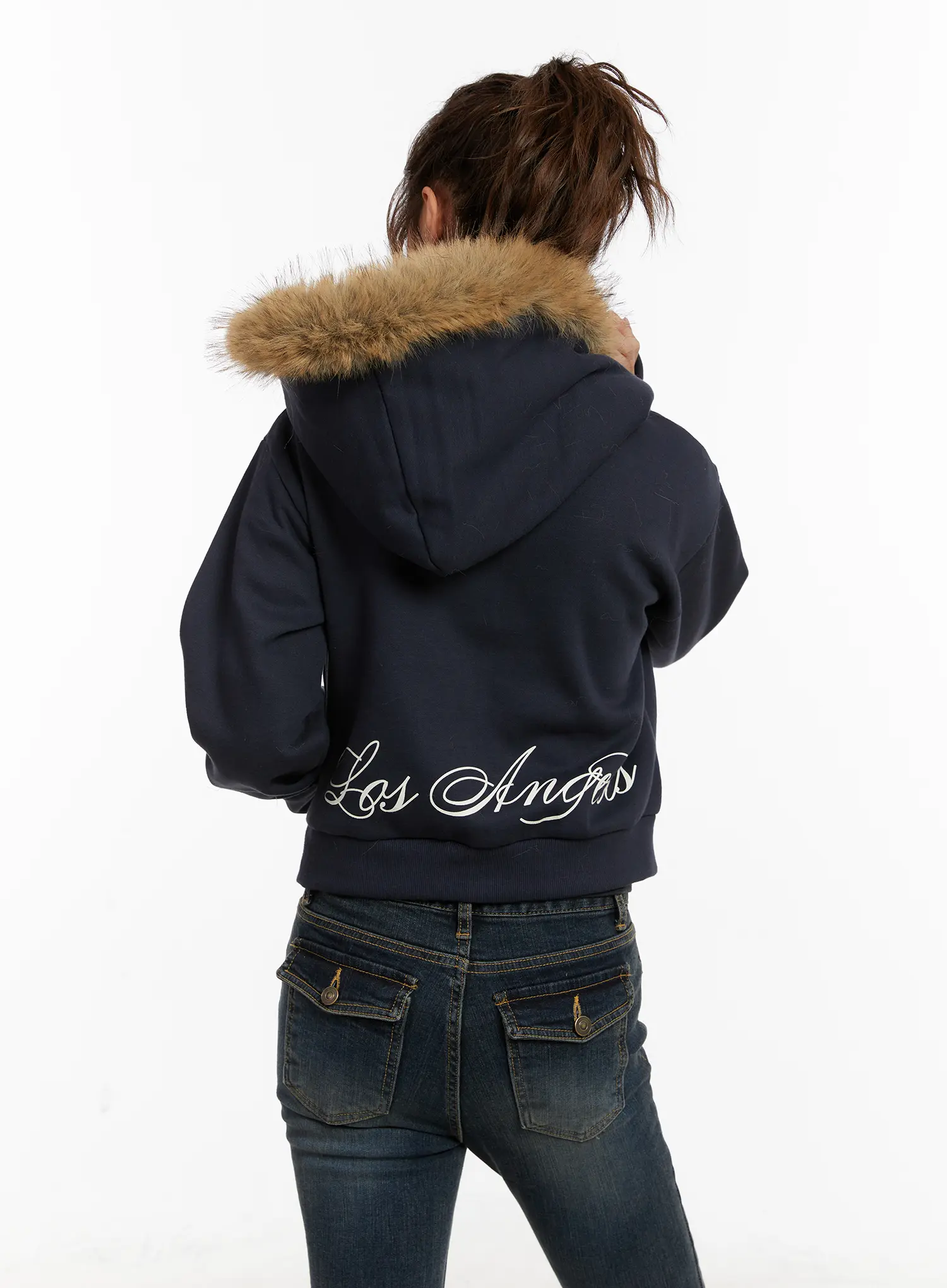 Faux Fur Graphic Fleece Zip-Up Hoodie CD515 - Image 10