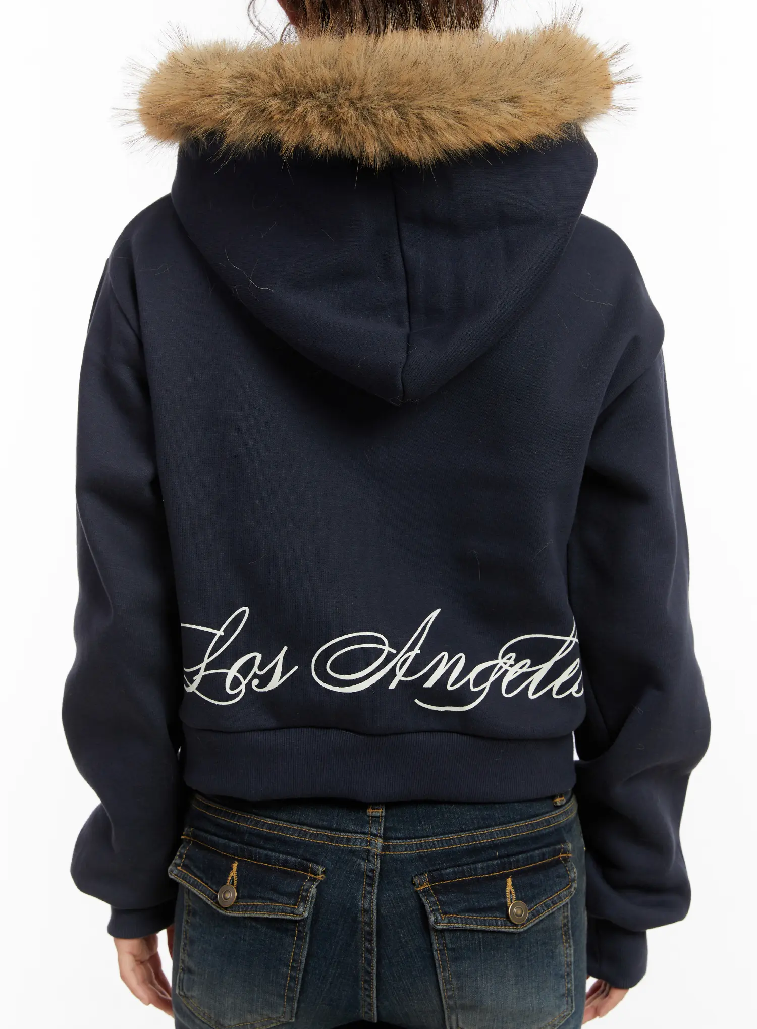 Faux Fur Graphic Fleece Zip-Up Hoodie CD515 - Image 2