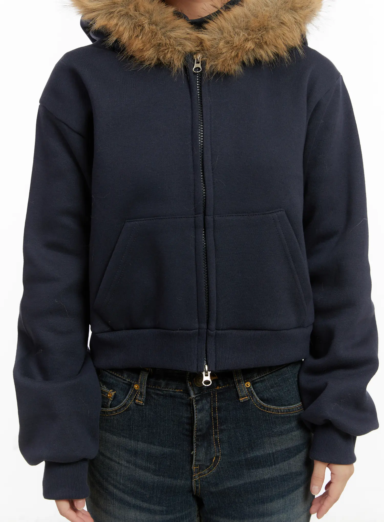 Faux Fur Graphic Fleece Zip-Up Hoodie CD515 - Image 6