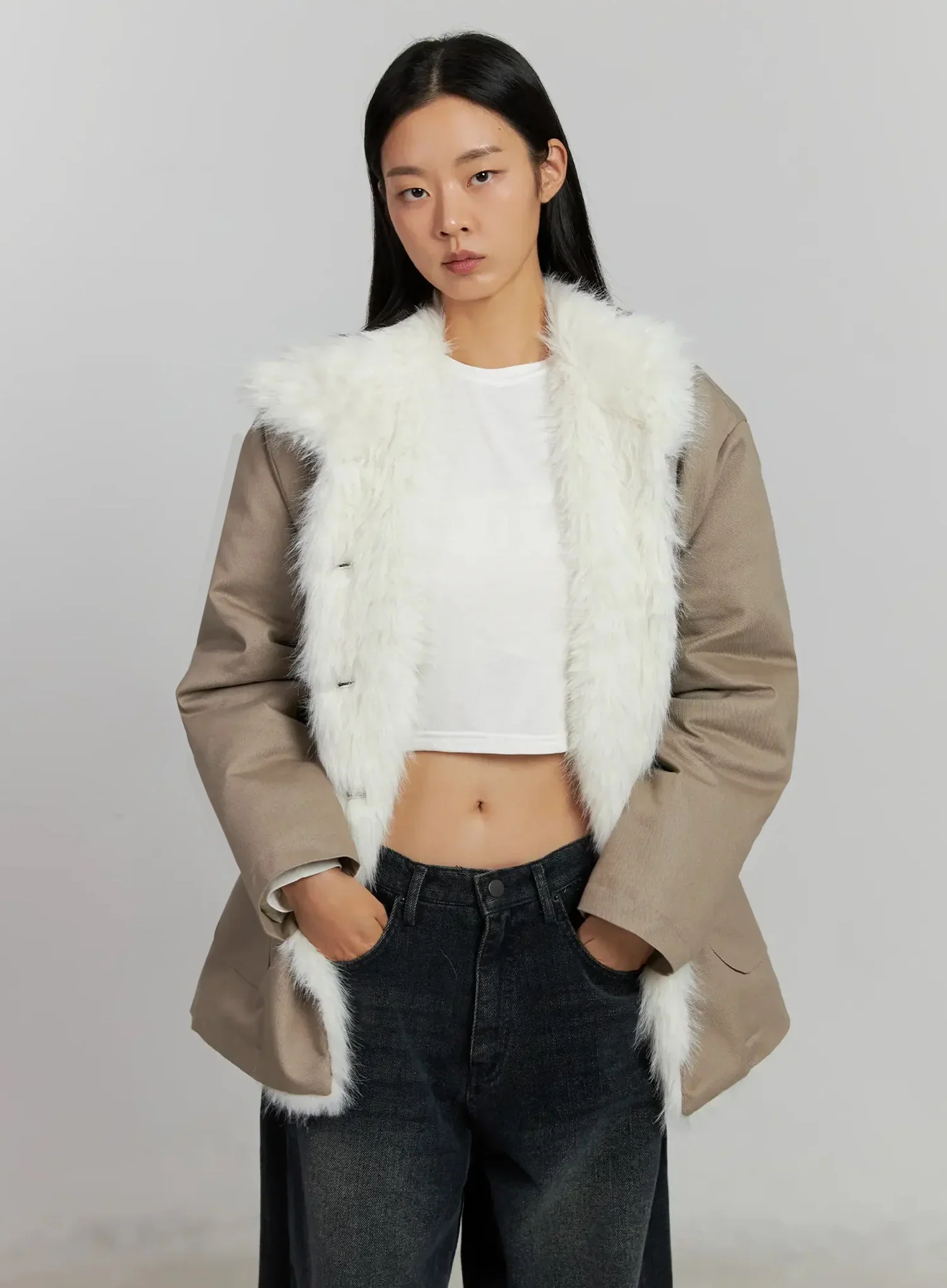 Faux Fur Trim Hunter Jacket IJ502