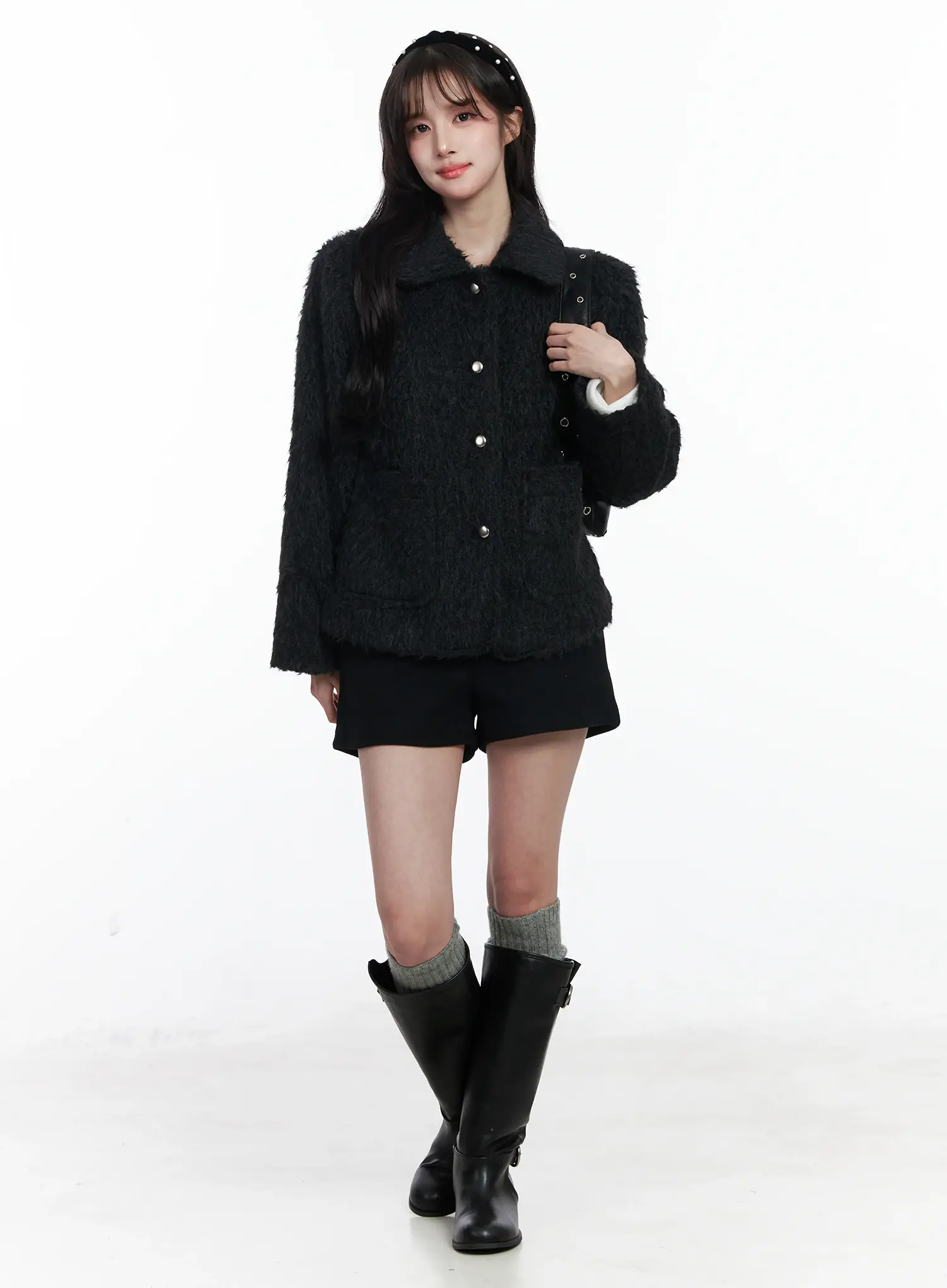 Faux Fur Two-Pocket Half Jacket IJ529 - Image 10