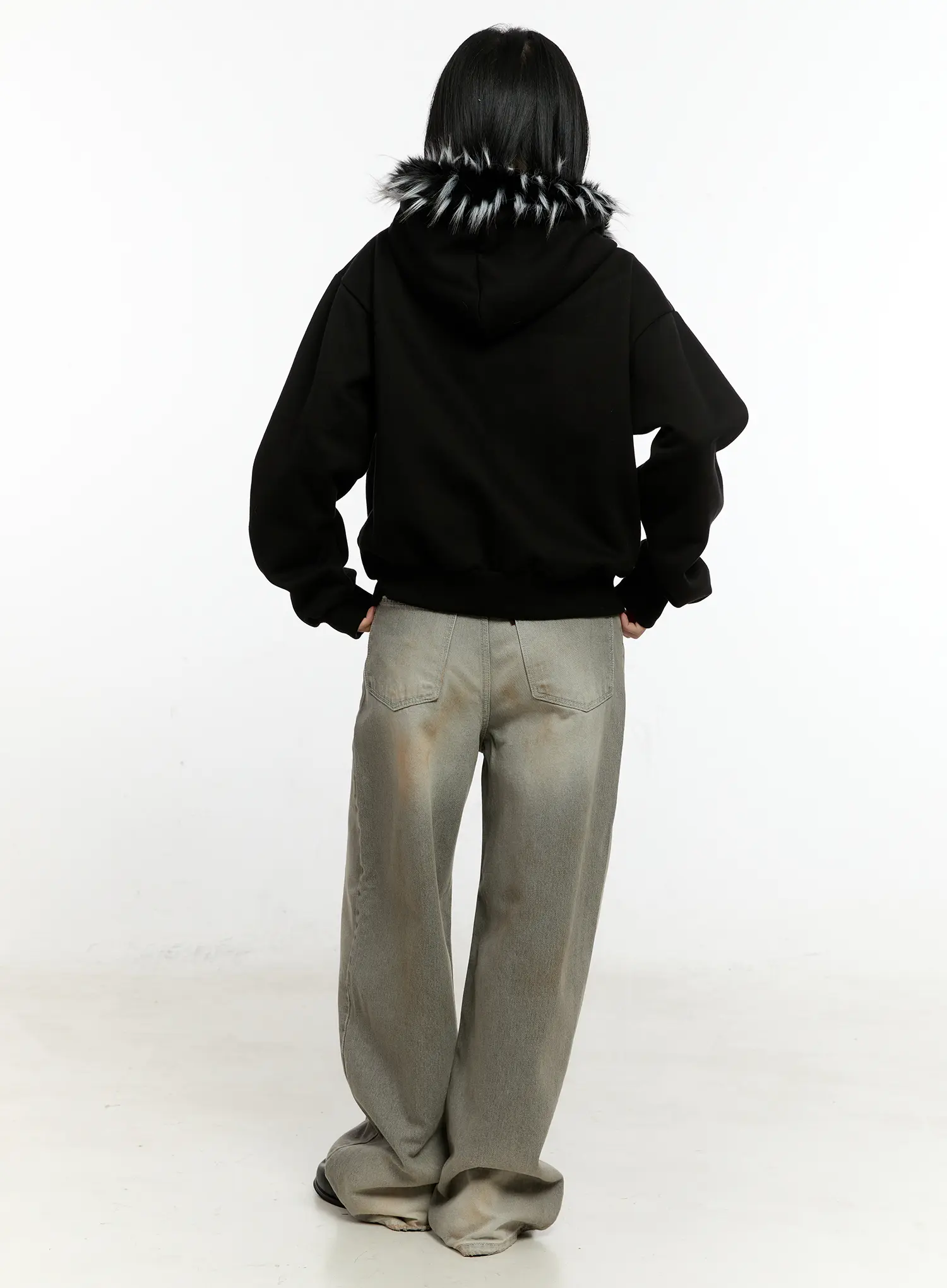 Faux Fur Zip-Up Hoodie CN506 - Image 4