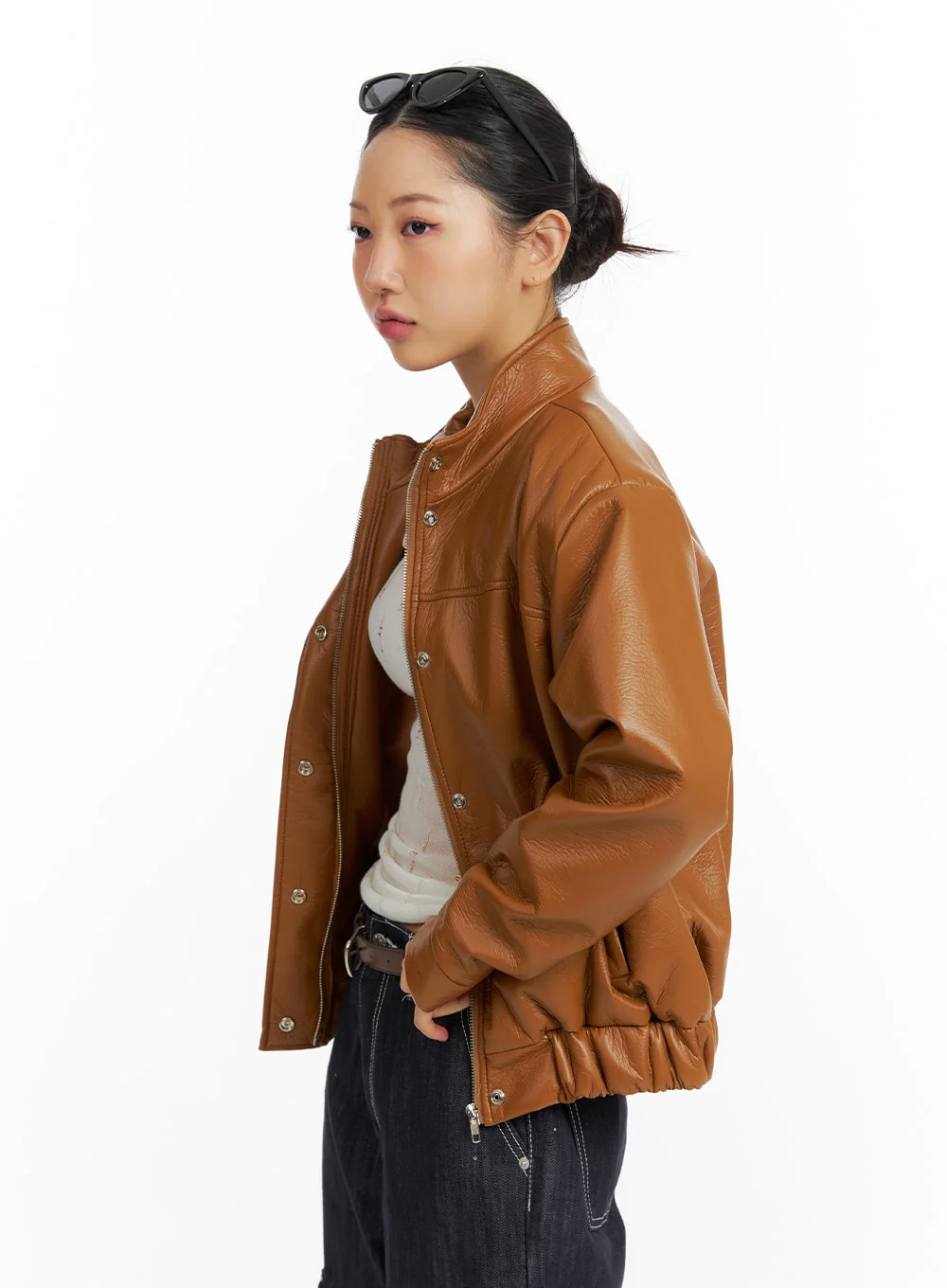 Faux Leather Biker Jacket CF416 - Image 4