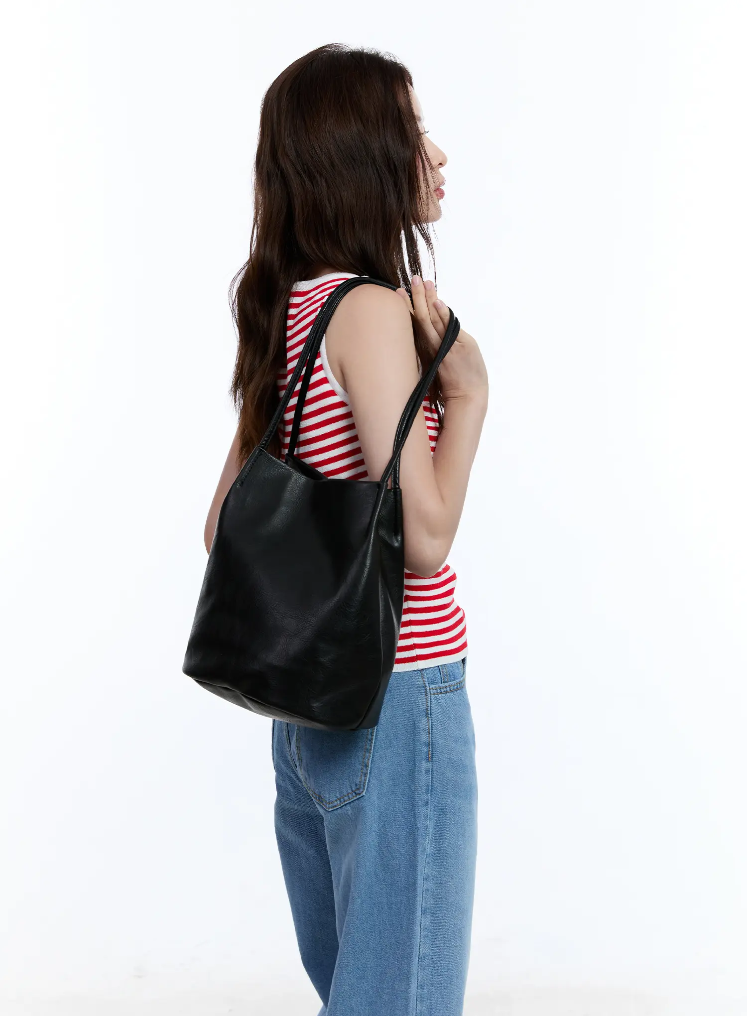 Faux Leather Classic Shoulder Bag CU513 - Image 6