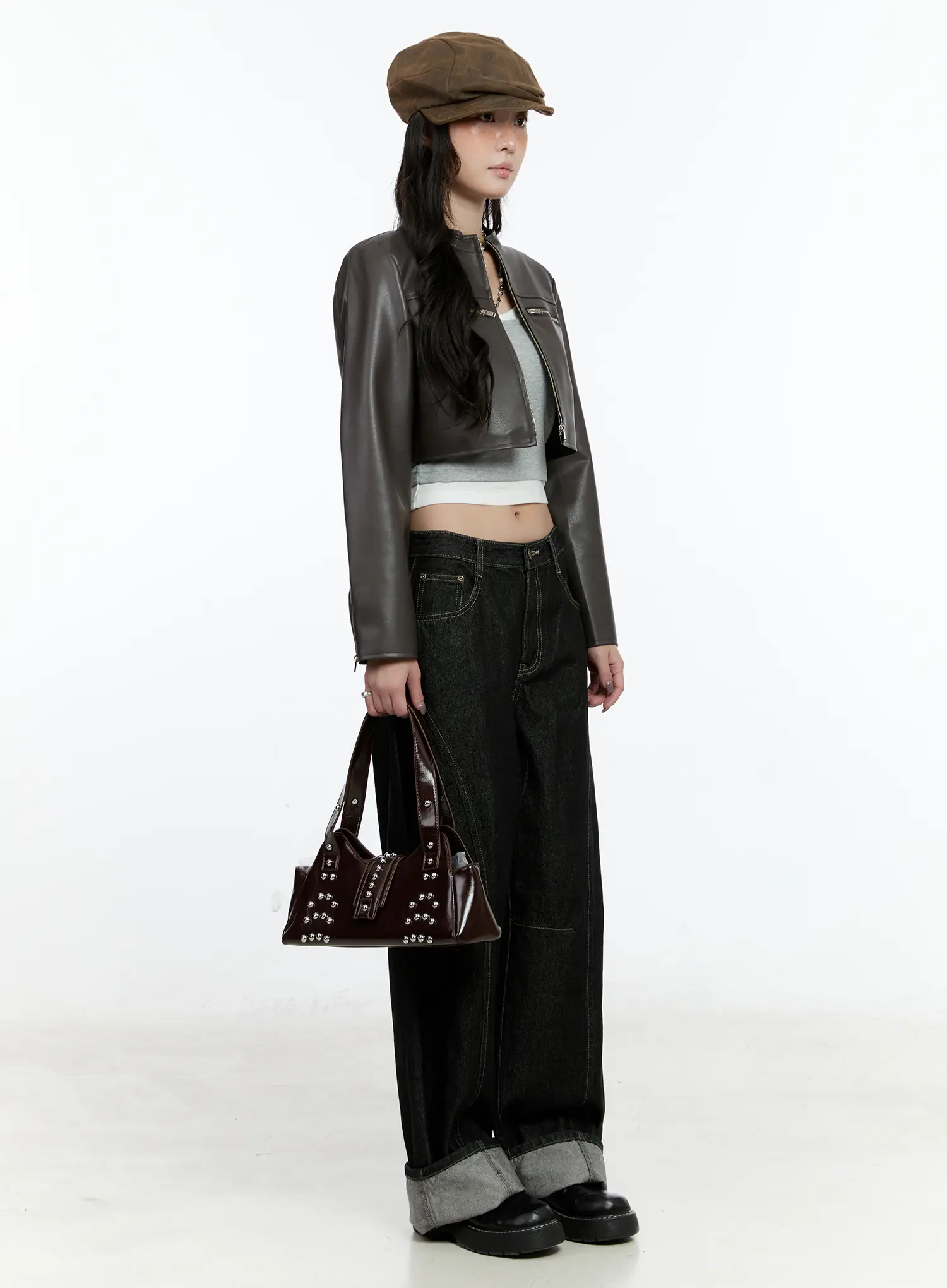 Faux Leather Crop Jacket CN517 - Image 7