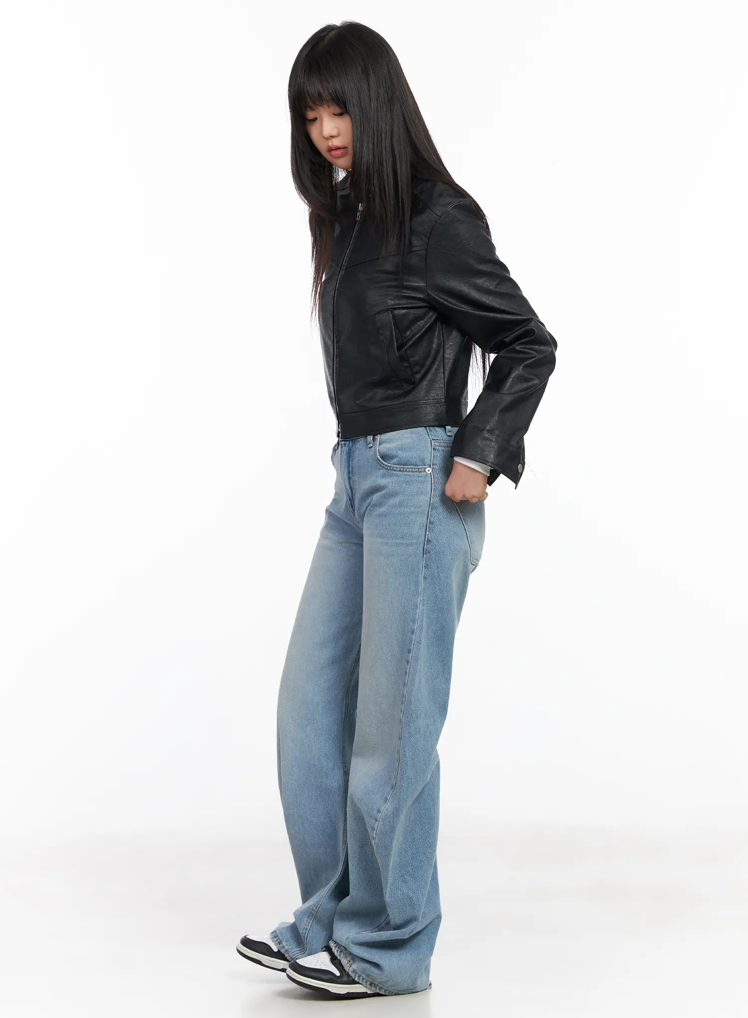Faux Leather Cropped Biker Jacket CM512 - Image 3