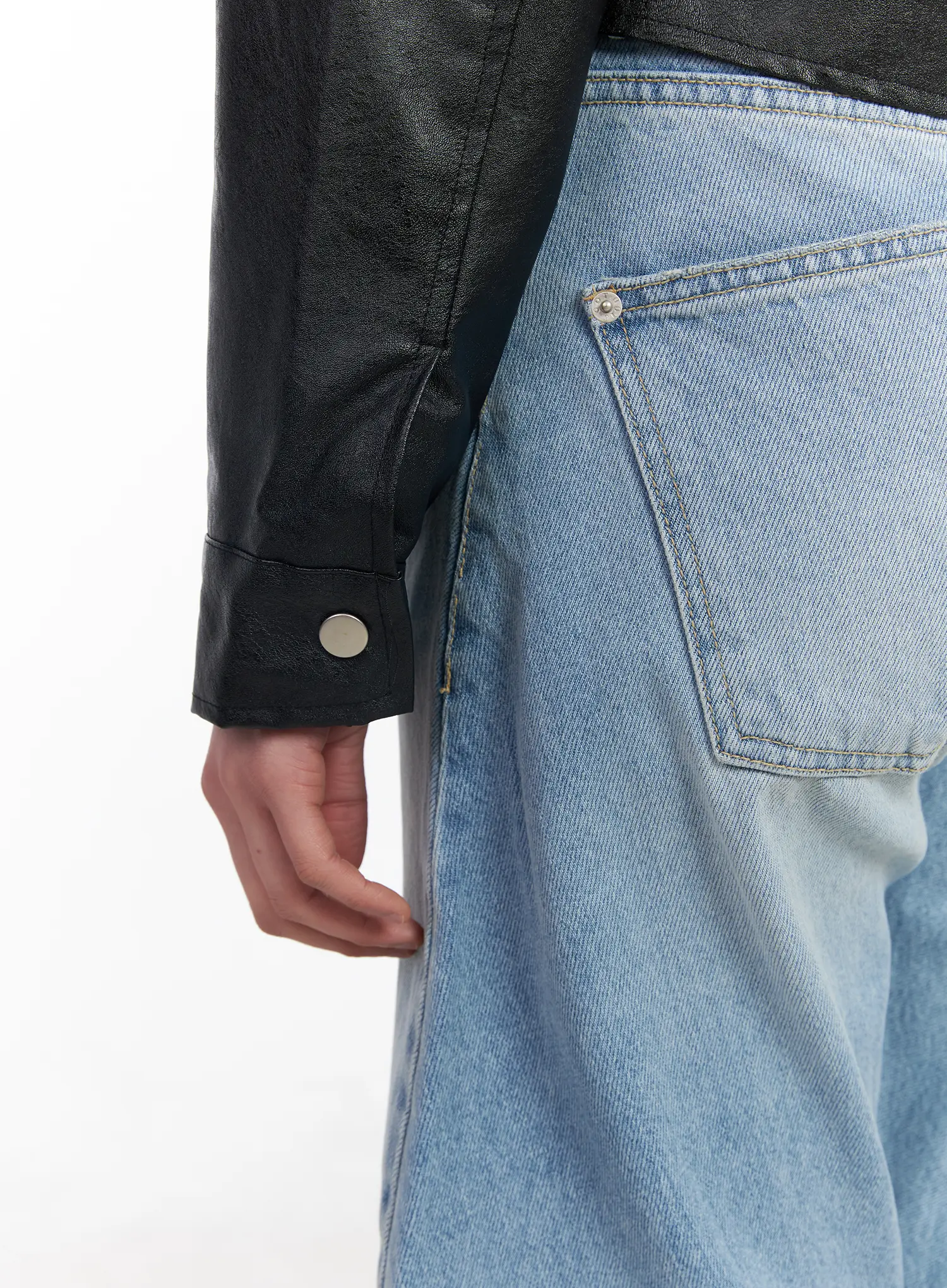 Faux Leather Cropped Biker Jacket CM512 - Image 8