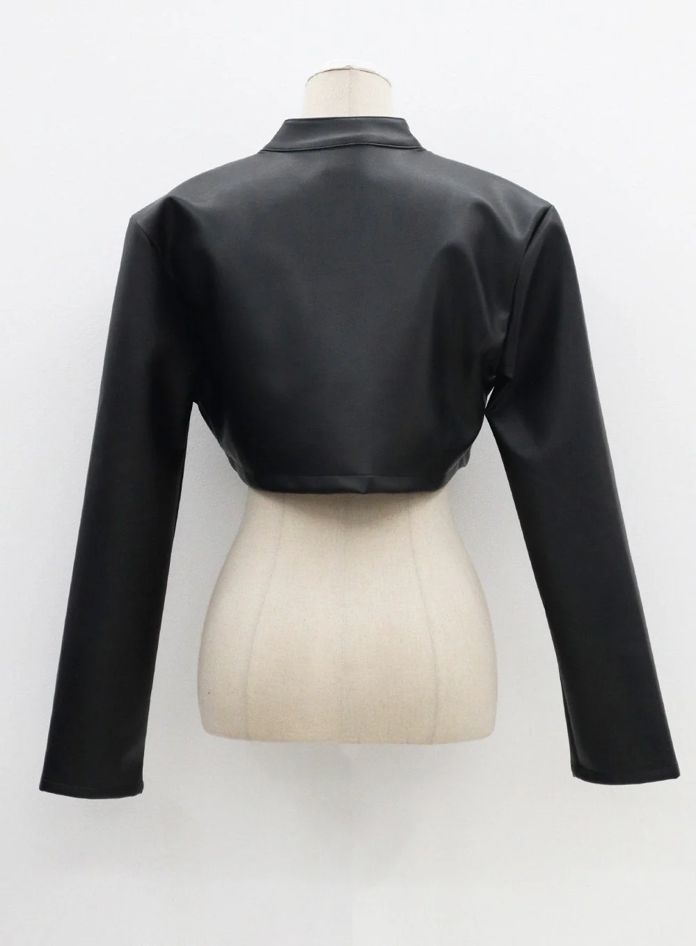 Faux Leather Cropped Zip-Up Jacket CF301 - Image 16