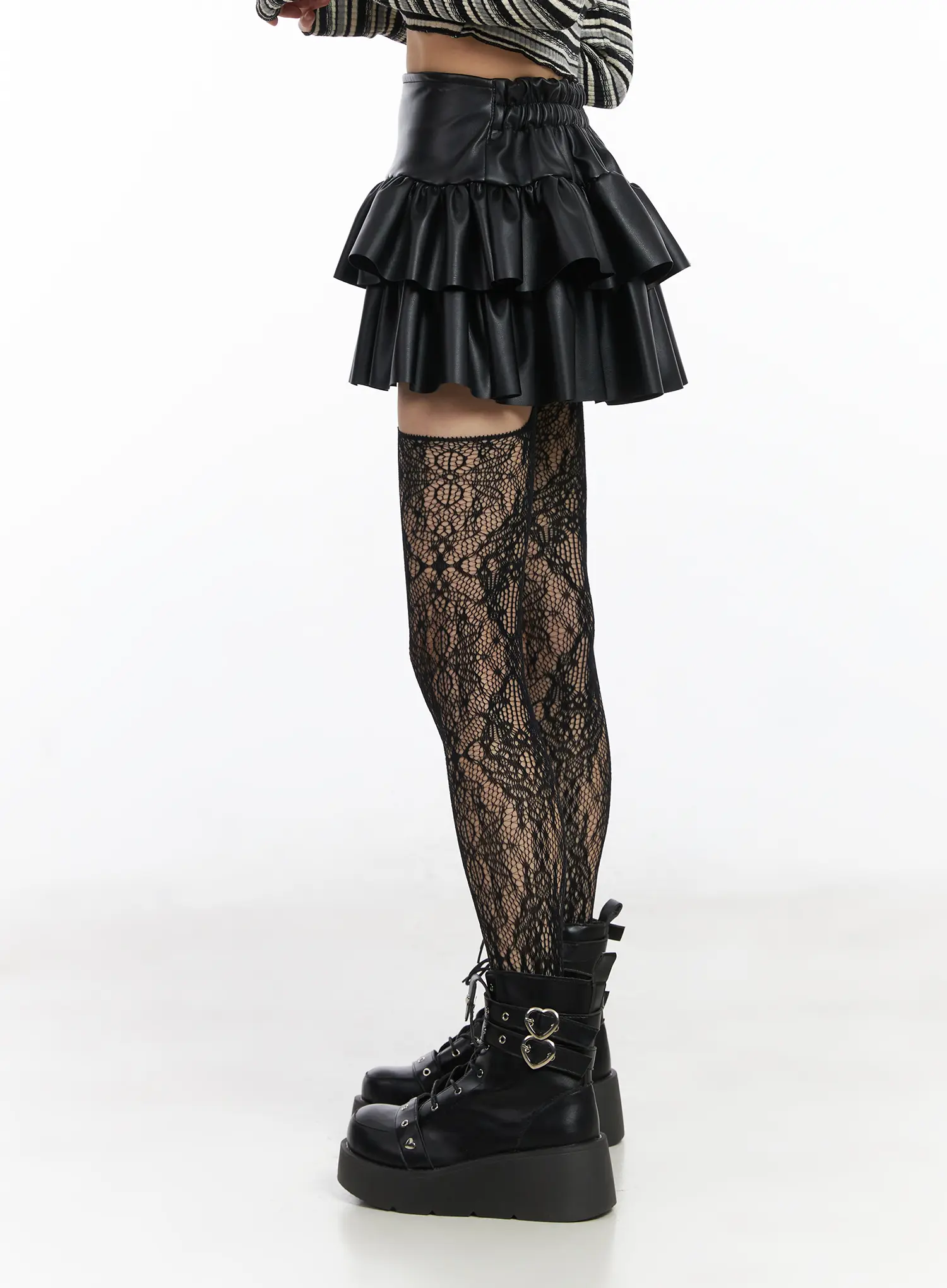 Faux-Leather Ruffle Mini Skirt CD522 - Image 6