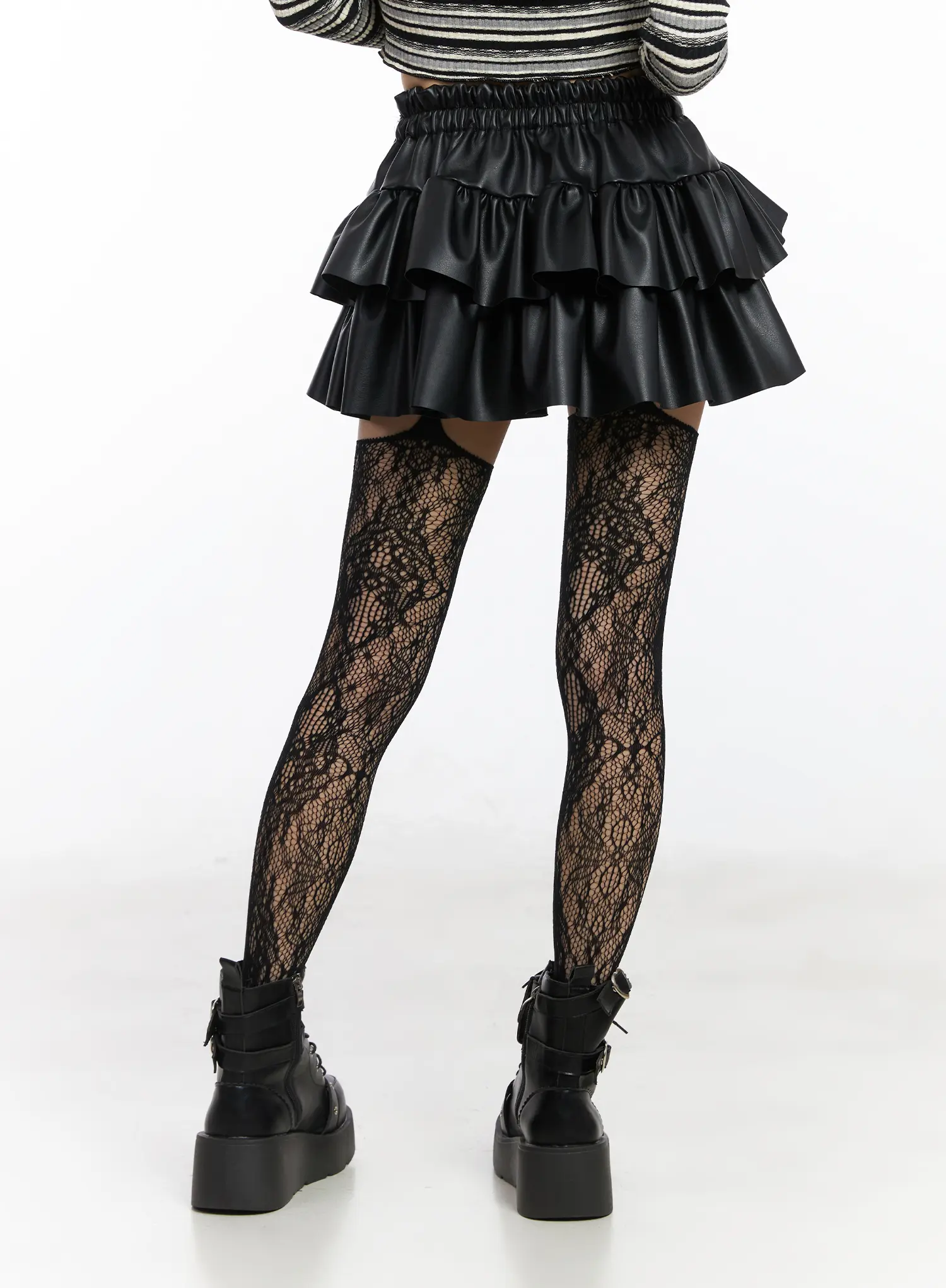 Faux-Leather Ruffle Mini Skirt CD522 - Image 7