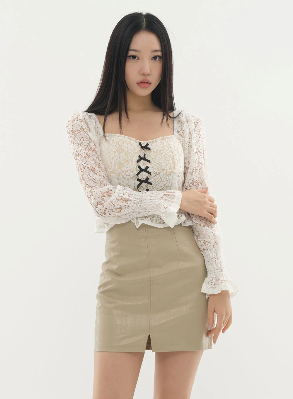 Faux Leather Skirt #Original Kpop #121662 - Image 2