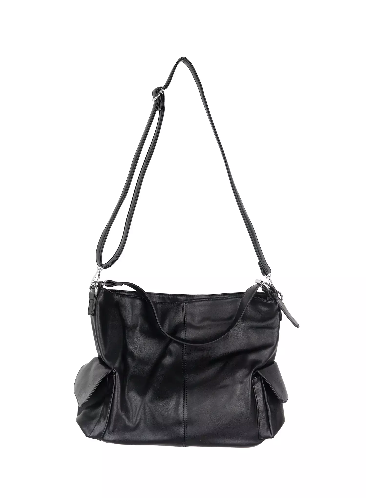 Faux Leather Two-Pocket Shoulder Bag IF505 - Image 13
