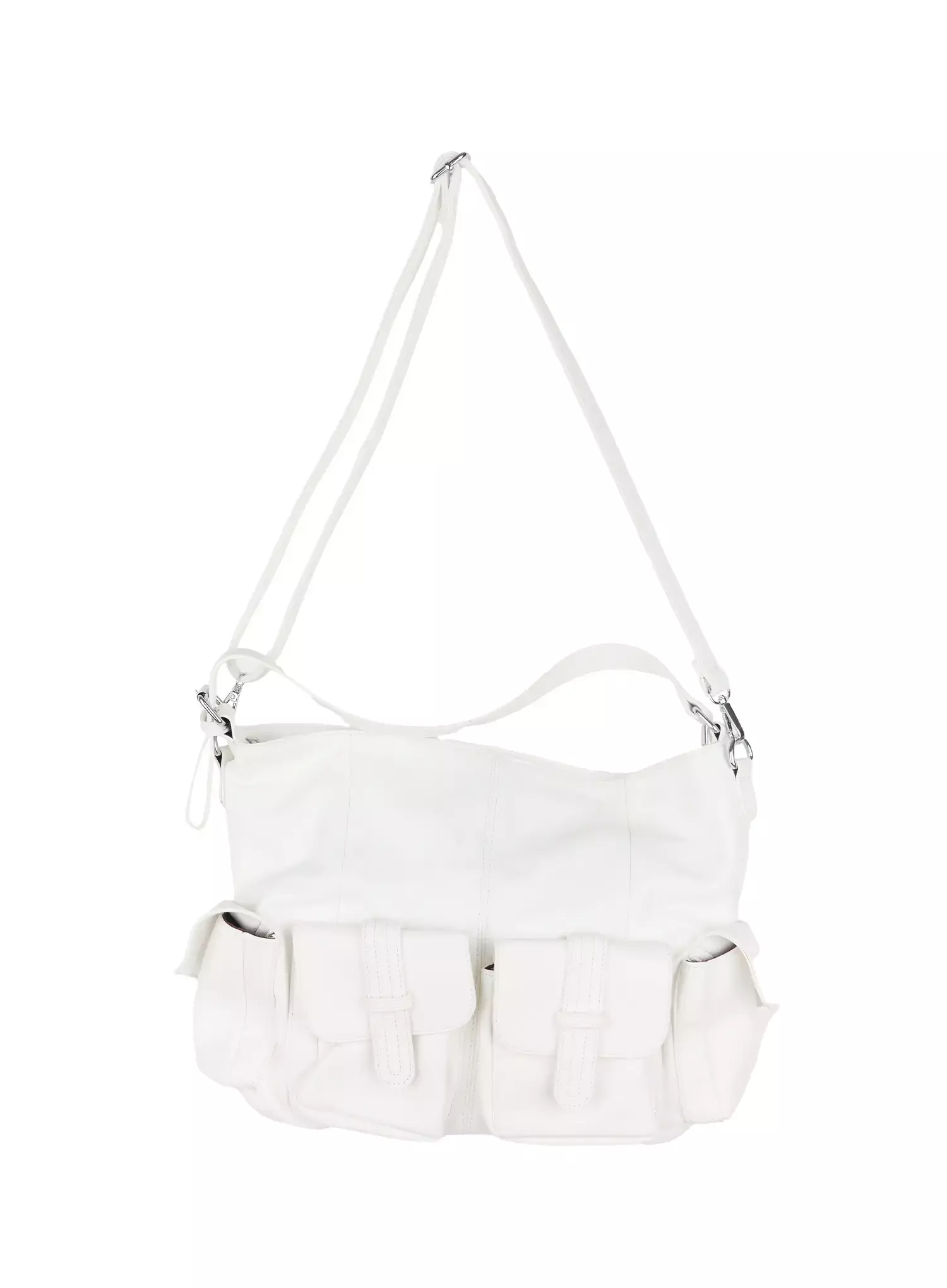 Faux Leather Two-Pocket Shoulder Bag IF505 - Image 14
