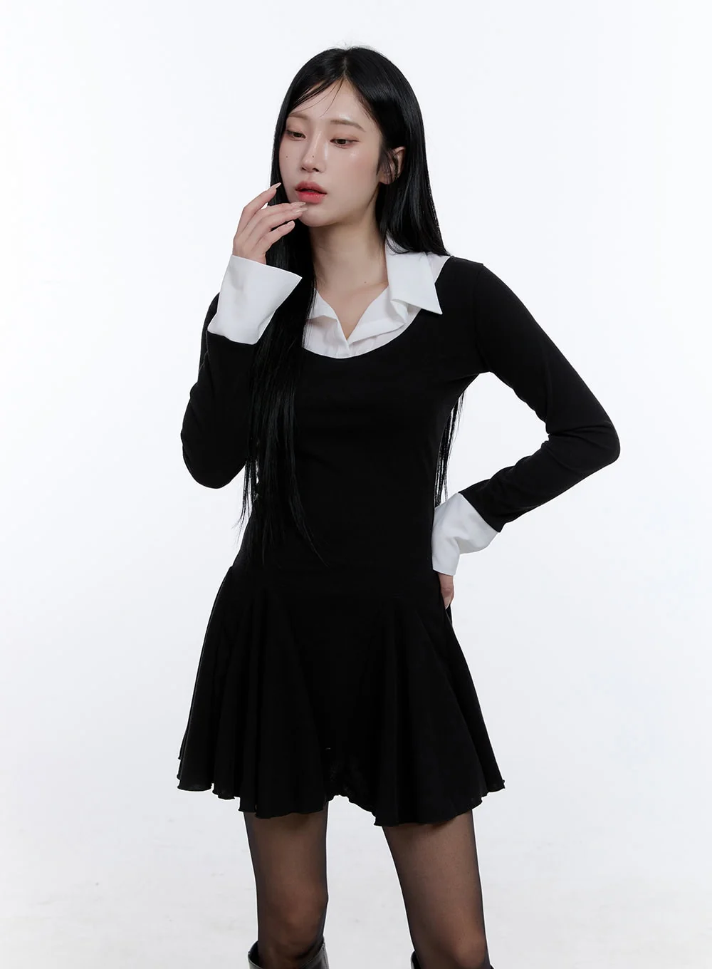 Flare Collar Mini Dress CD420 - Image 7