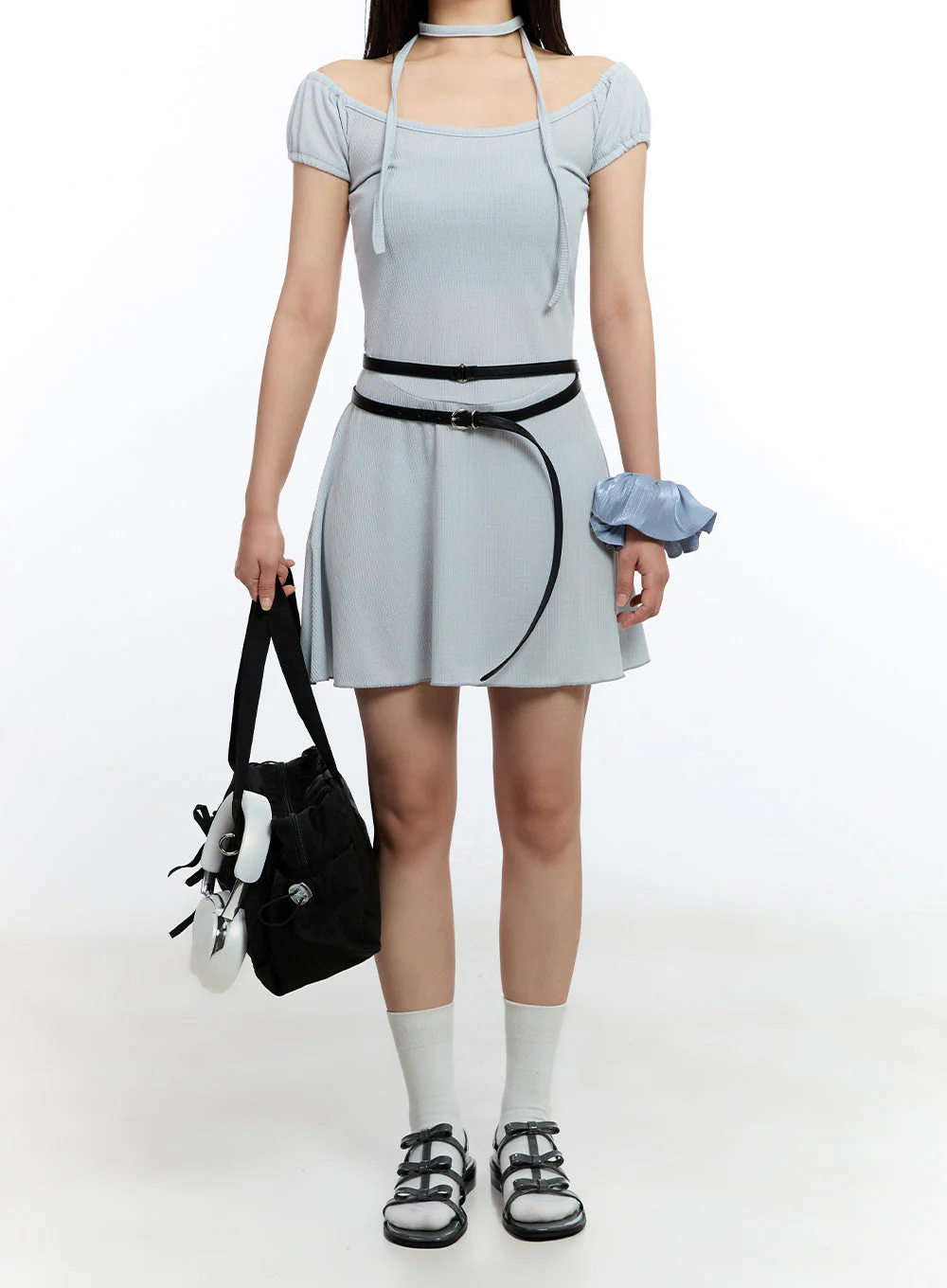 Flare Mini Dress with Scarf Set IU503