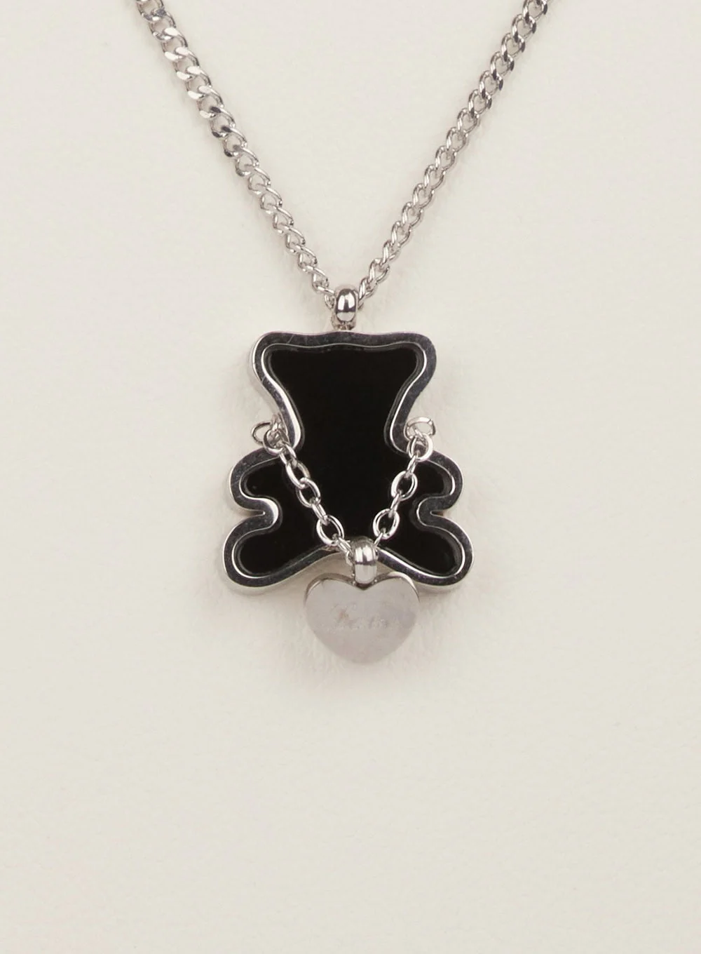 Flat Bear Double Layer Necklace (Black) IM531 - Image 2