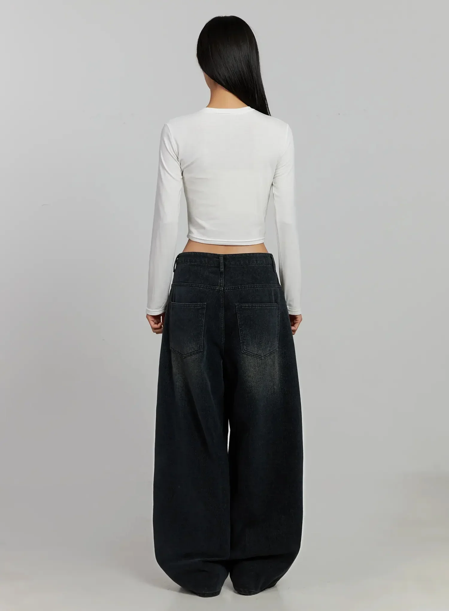 Fleece Crewneck Cropped Long Sleeve Tee IJ502 - Image 7