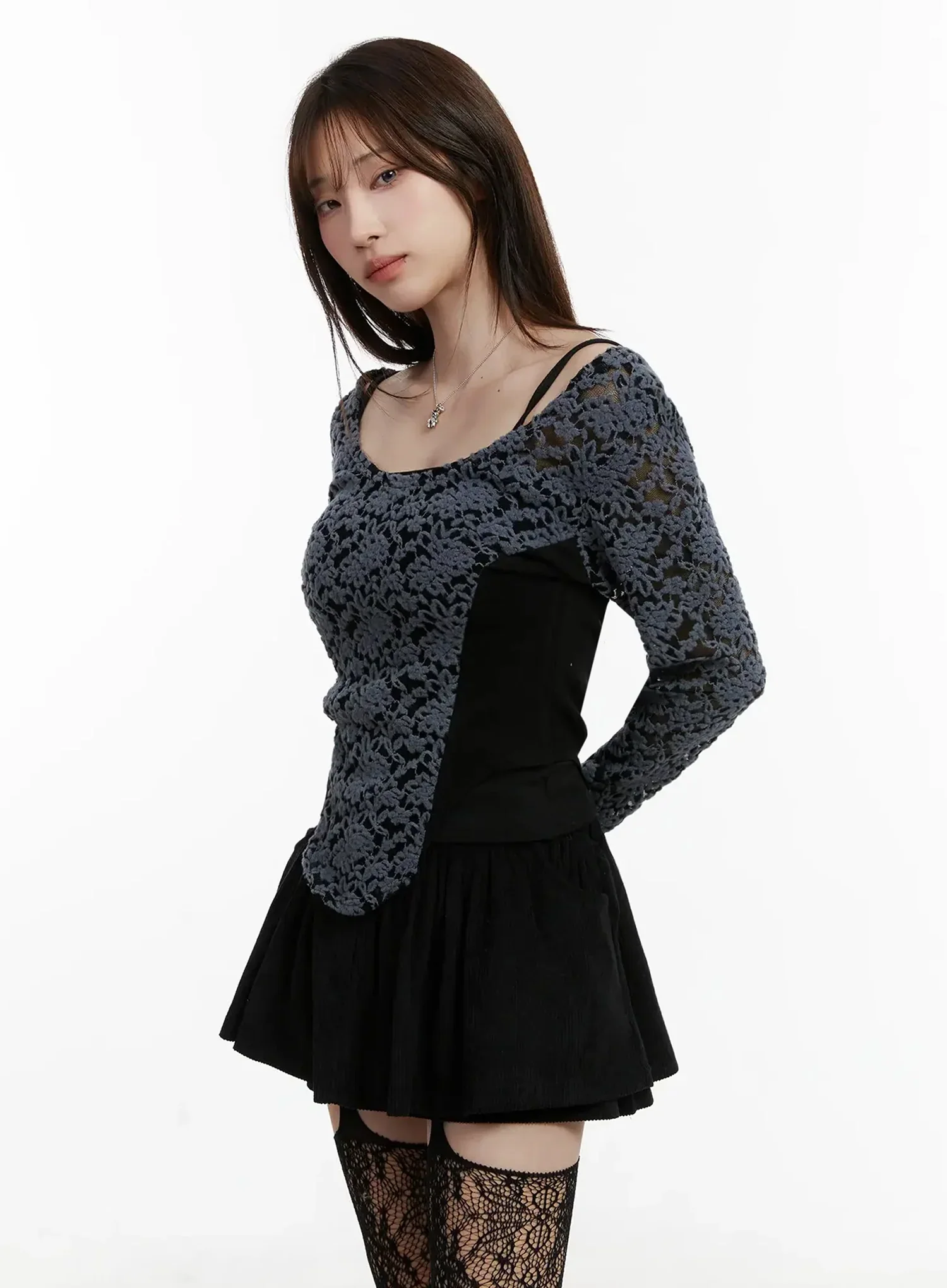 Fleece Lace Long Sleeve Top IJ521 - Image 8