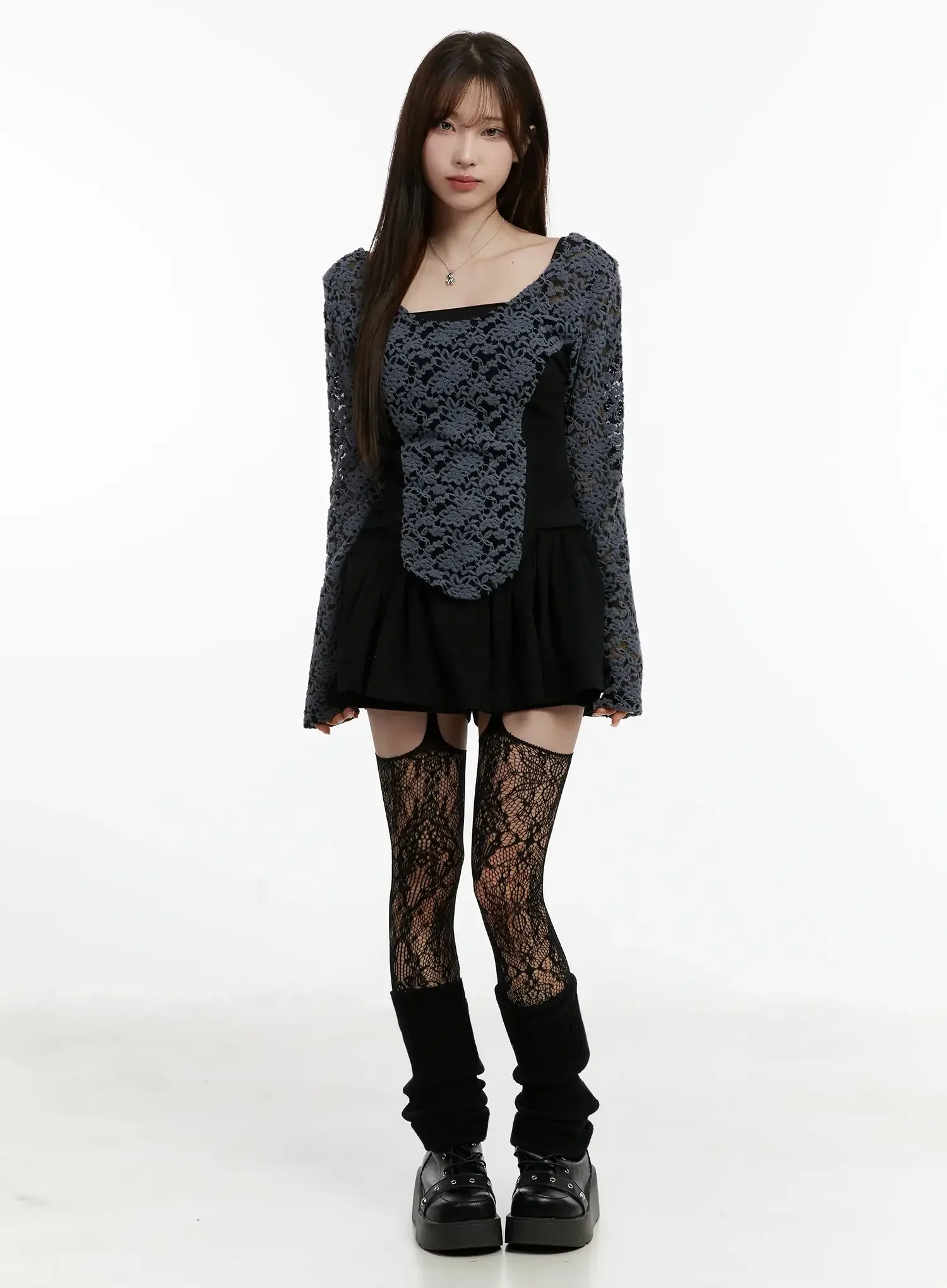 Fleece Lace Long Sleeve Top IJ521 - Image 9