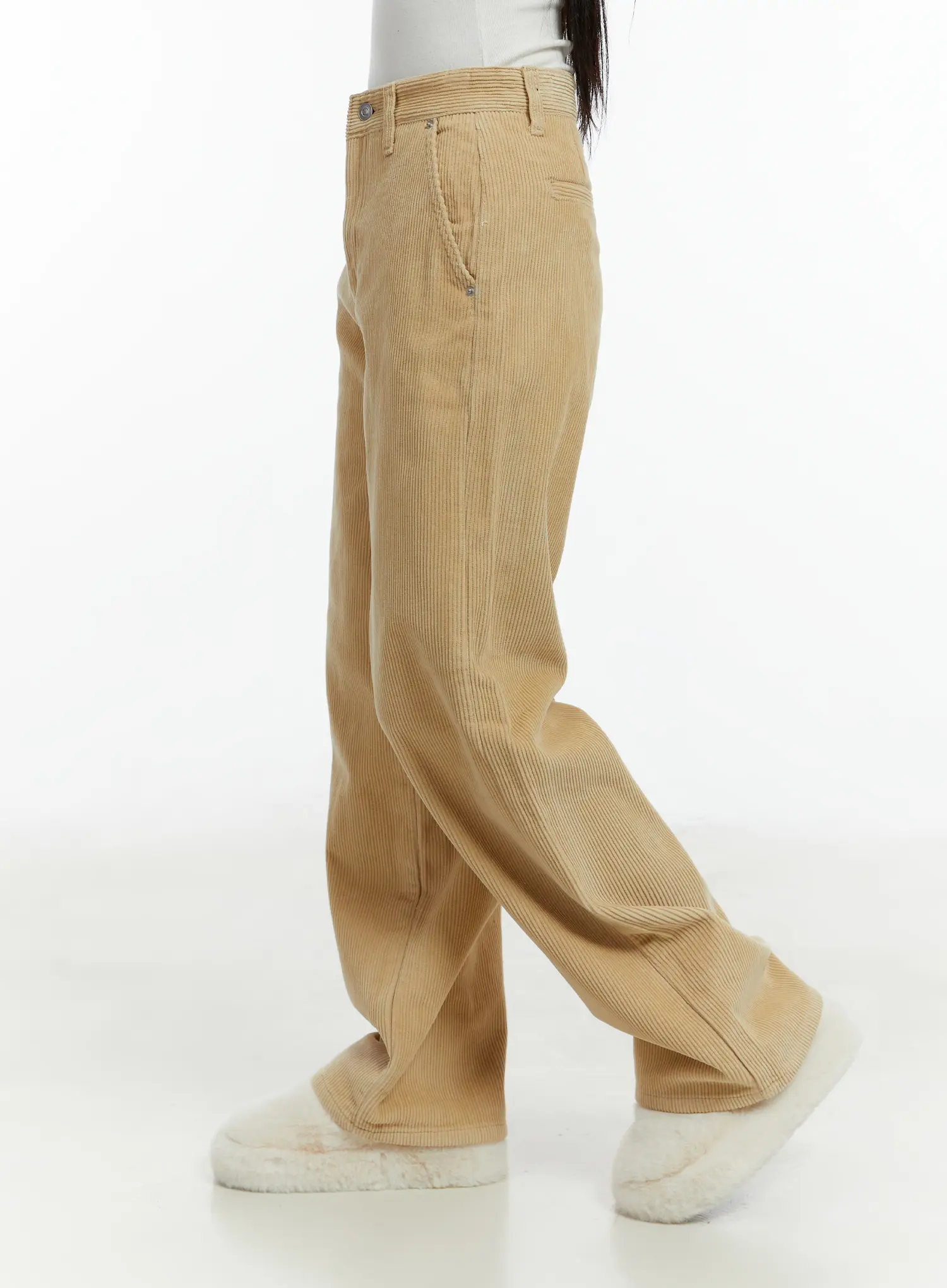 Fleece-Lined Corduroy Wide-Leg Cotton Pants CD523 - Image 3