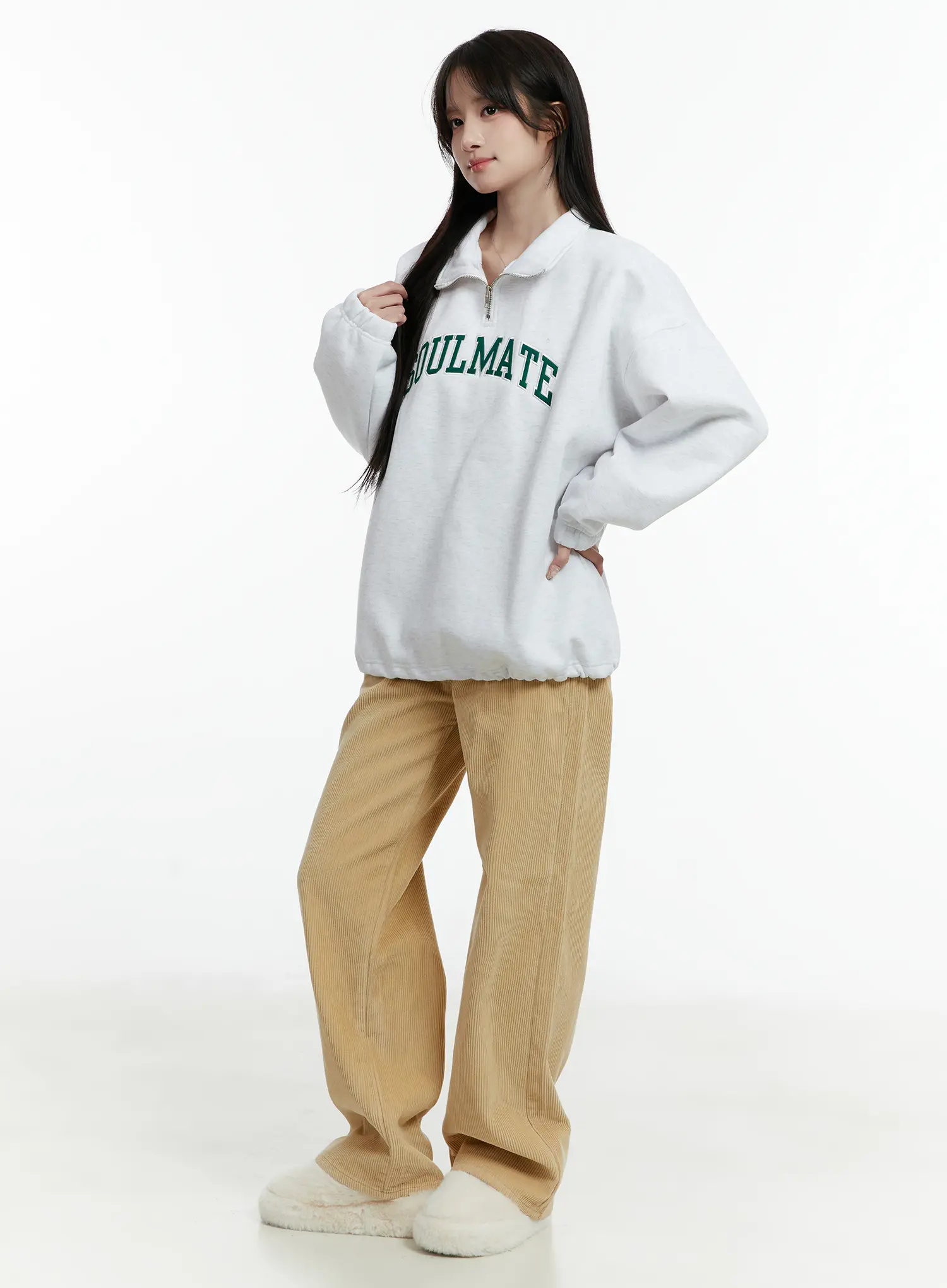 Fleece-Lined Corduroy Wide-Leg Cotton Pants CD523 - Image 4