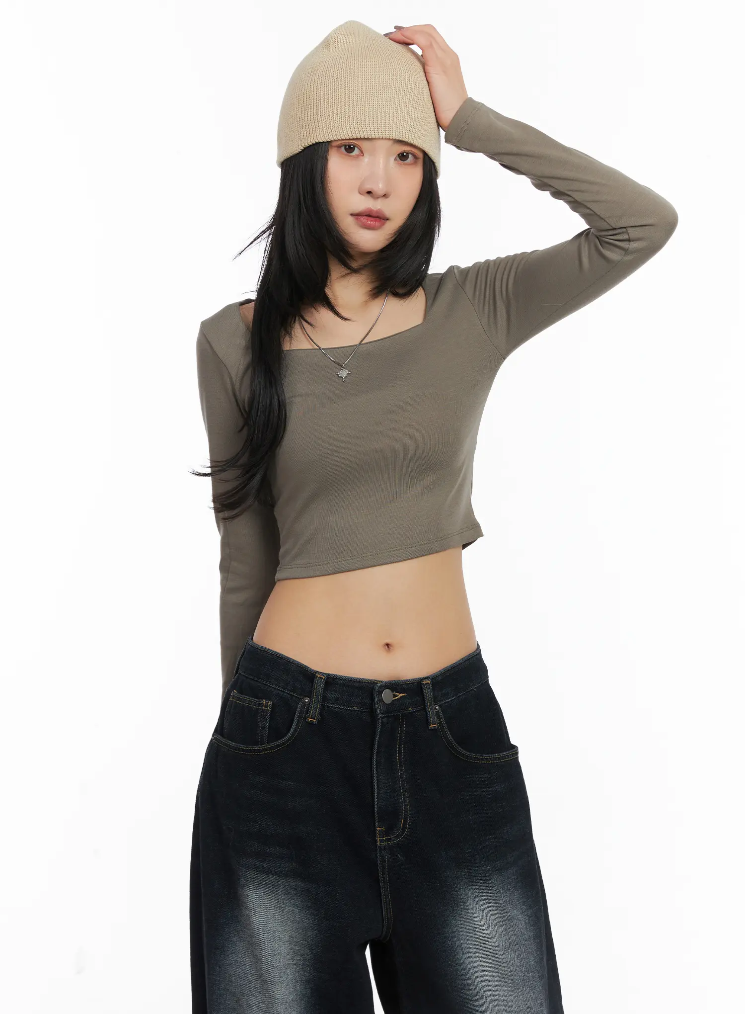 Fleece-Lined Square Neck Crop Top CD509