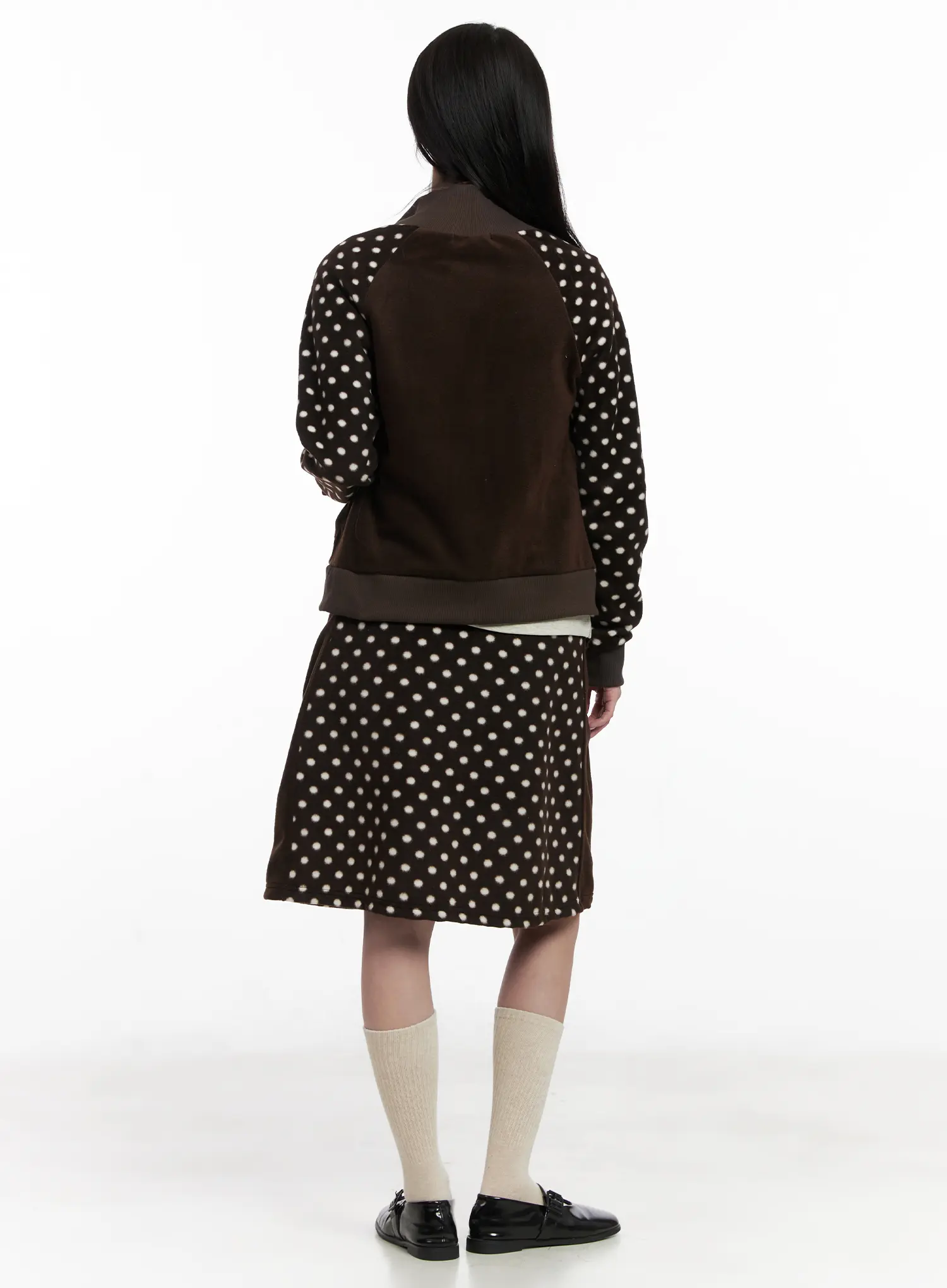 Fleece Polka Dot Midi Skirt CN527 - Image 5