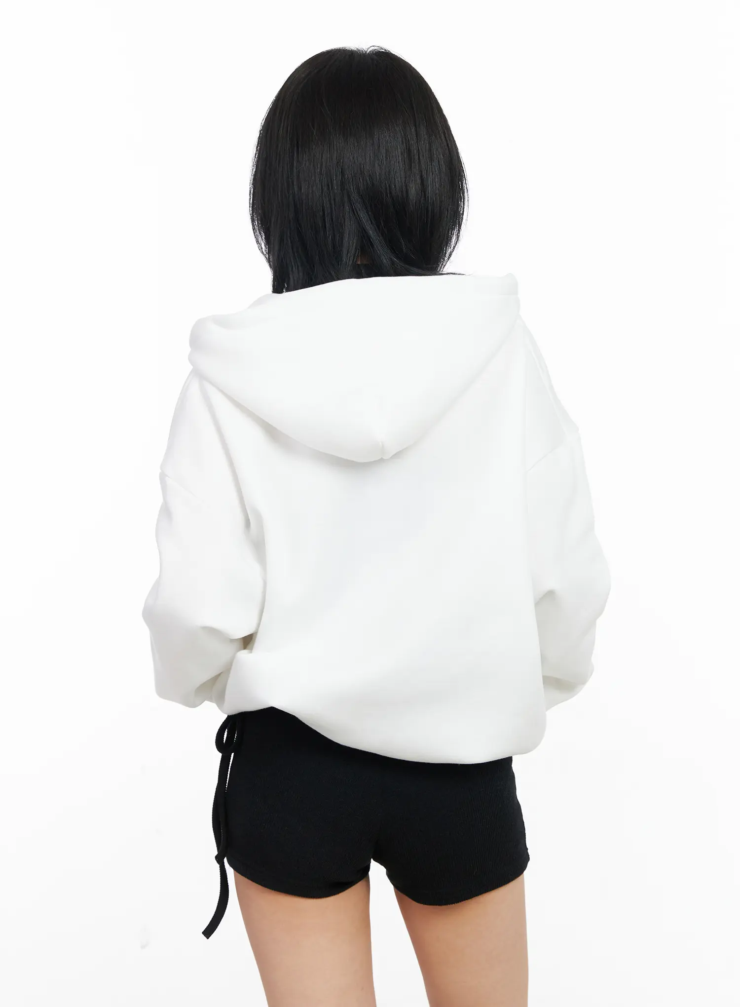 Fleeced Over-Fit Eyelet Zip-Up Hoodie CJ522 - Image 8