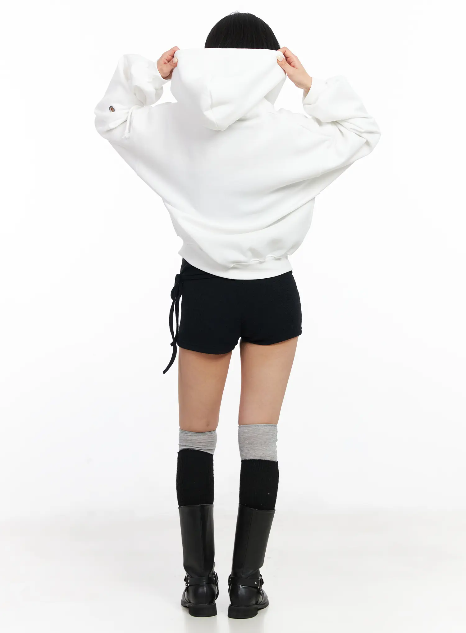 Fleeced Over-Fit Eyelet Zip-Up Hoodie CJ522 - Image 9