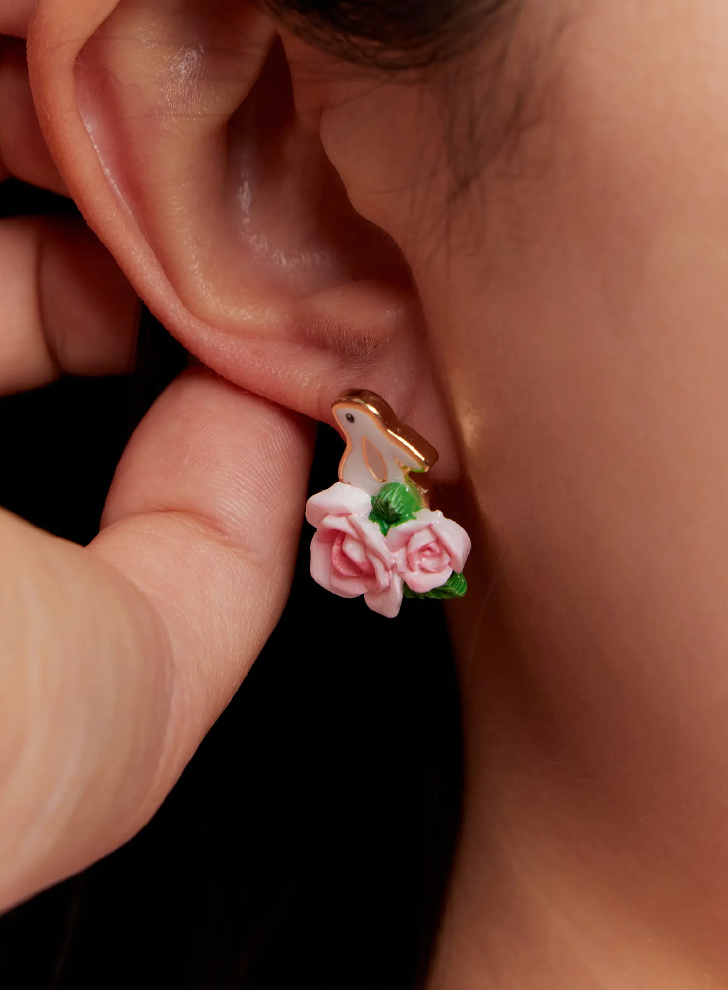 Floral Bunny Stud Earrings IO527
