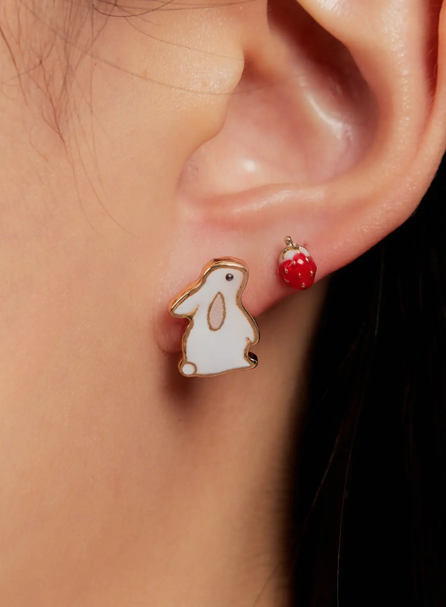 Floral Bunny Stud Earrings IO527 - Image 5