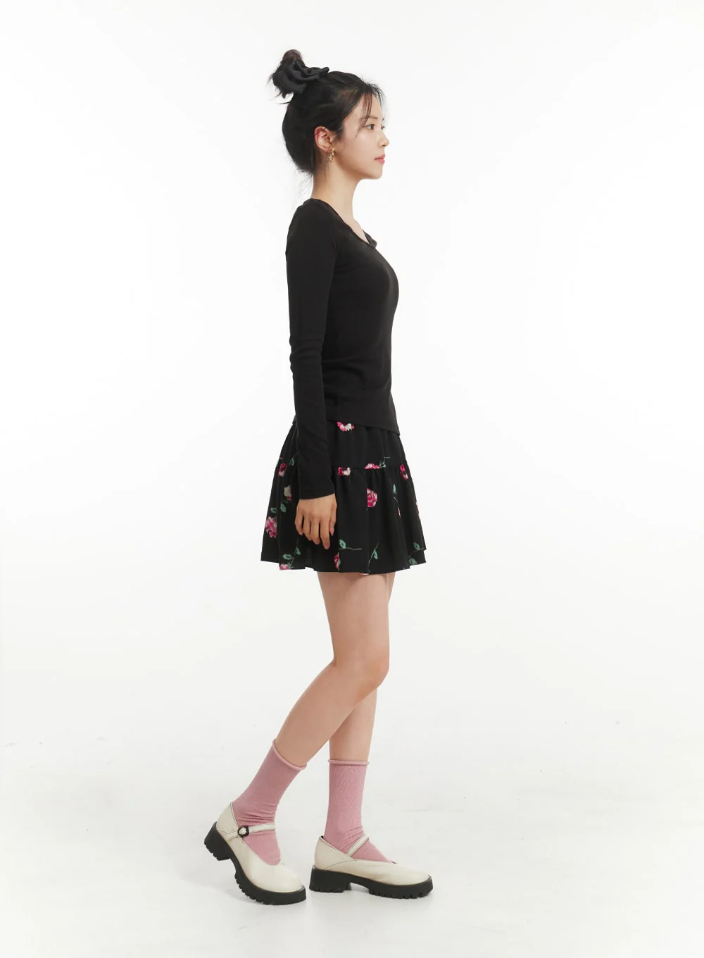 Floral Graphic Flare Mini Skirt OF428 - Image 4