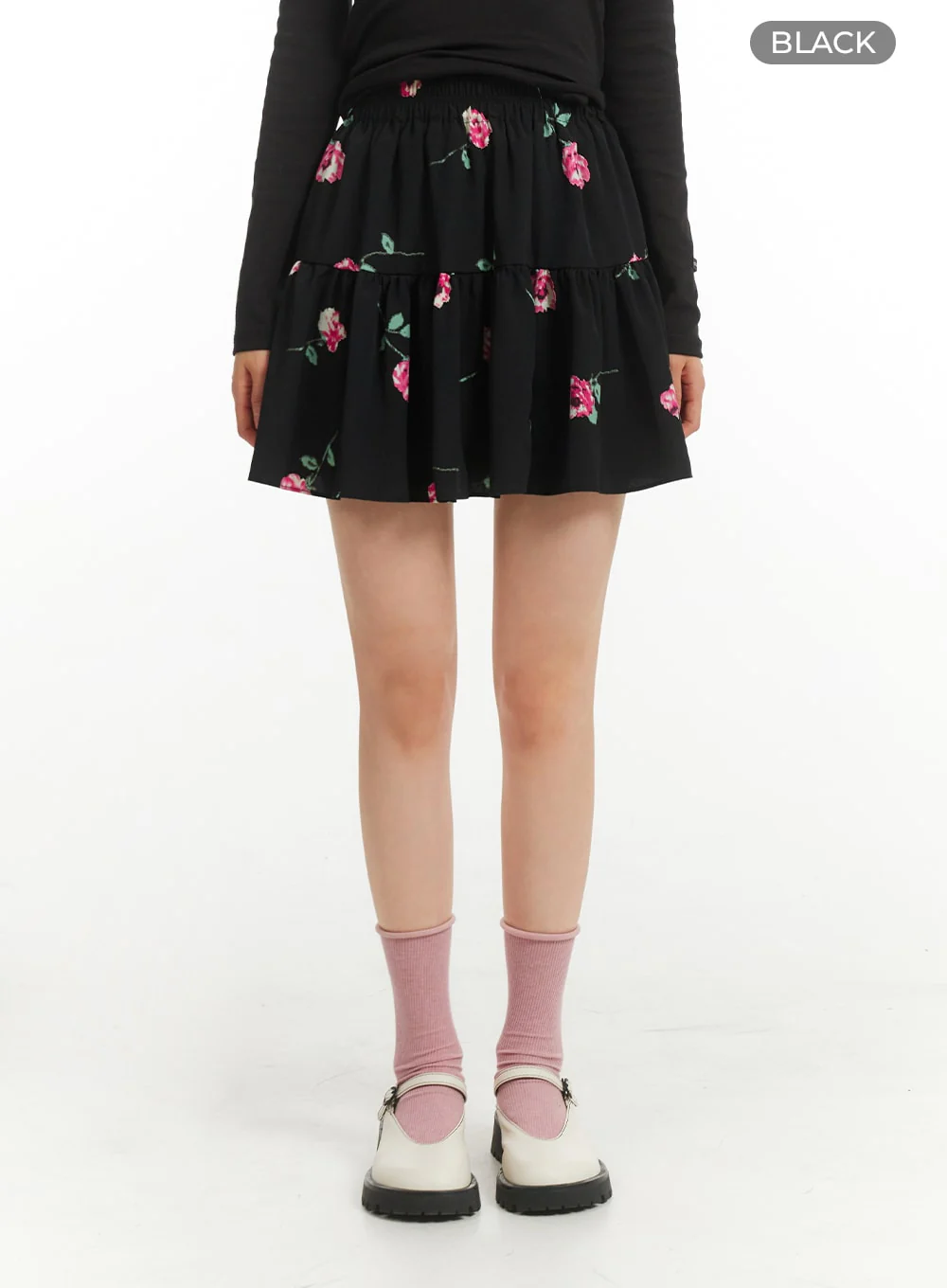 Floral Graphic Flare Mini Skirt OF428 - Image 7