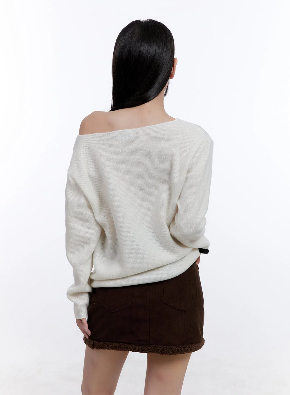 Floral Graphic One-Shoulder Sweater CJ511 - Image 7