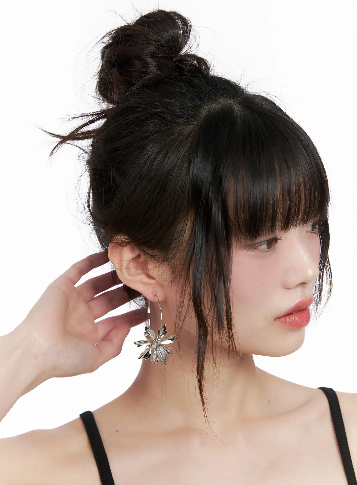 Floral Hoop Earrings CG519 - Image 2