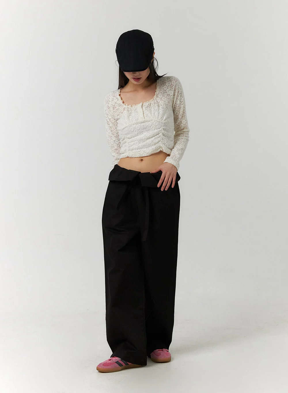 Floral Lace Round Neck Long Sleeve Top CF406 - Image 7