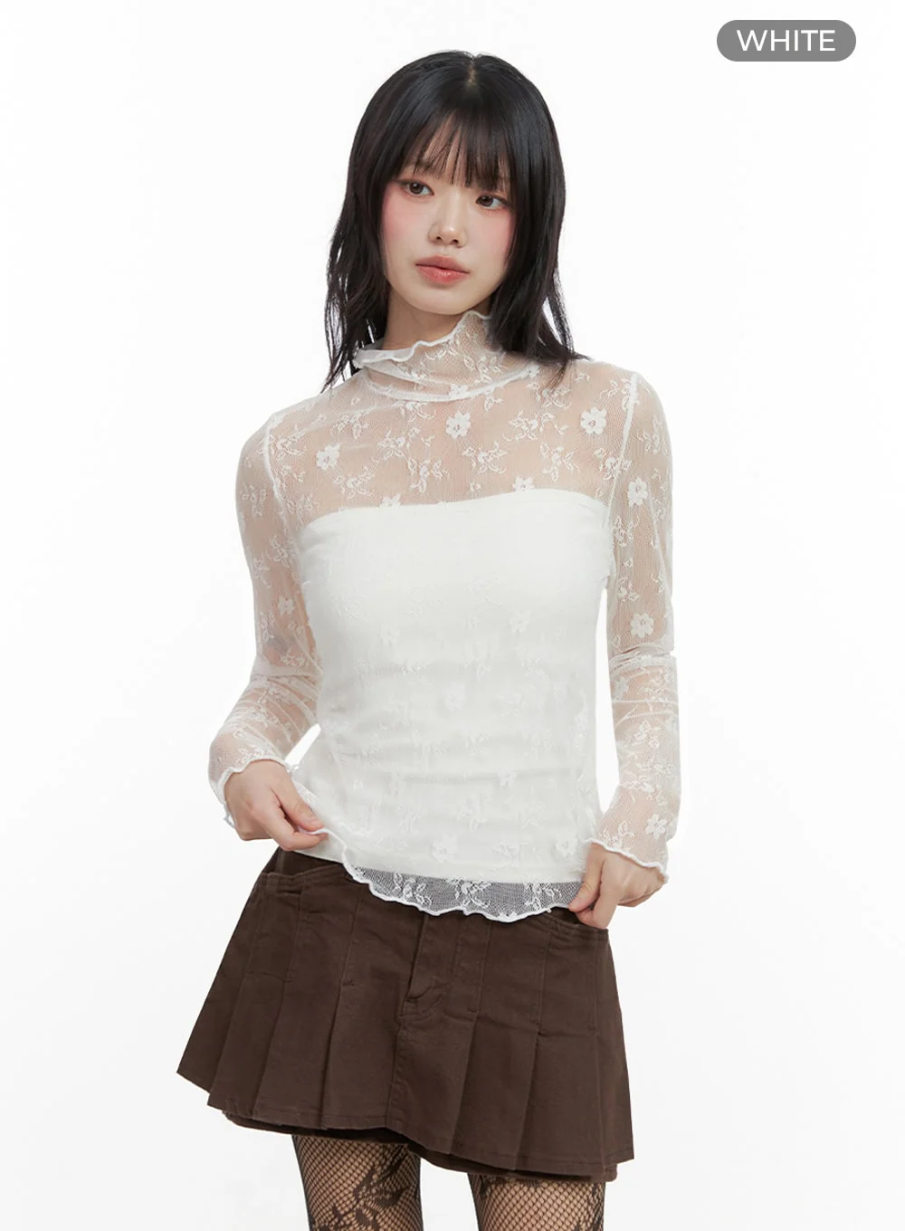 Floral Lace See-Through Blouse IO430 - Image 12