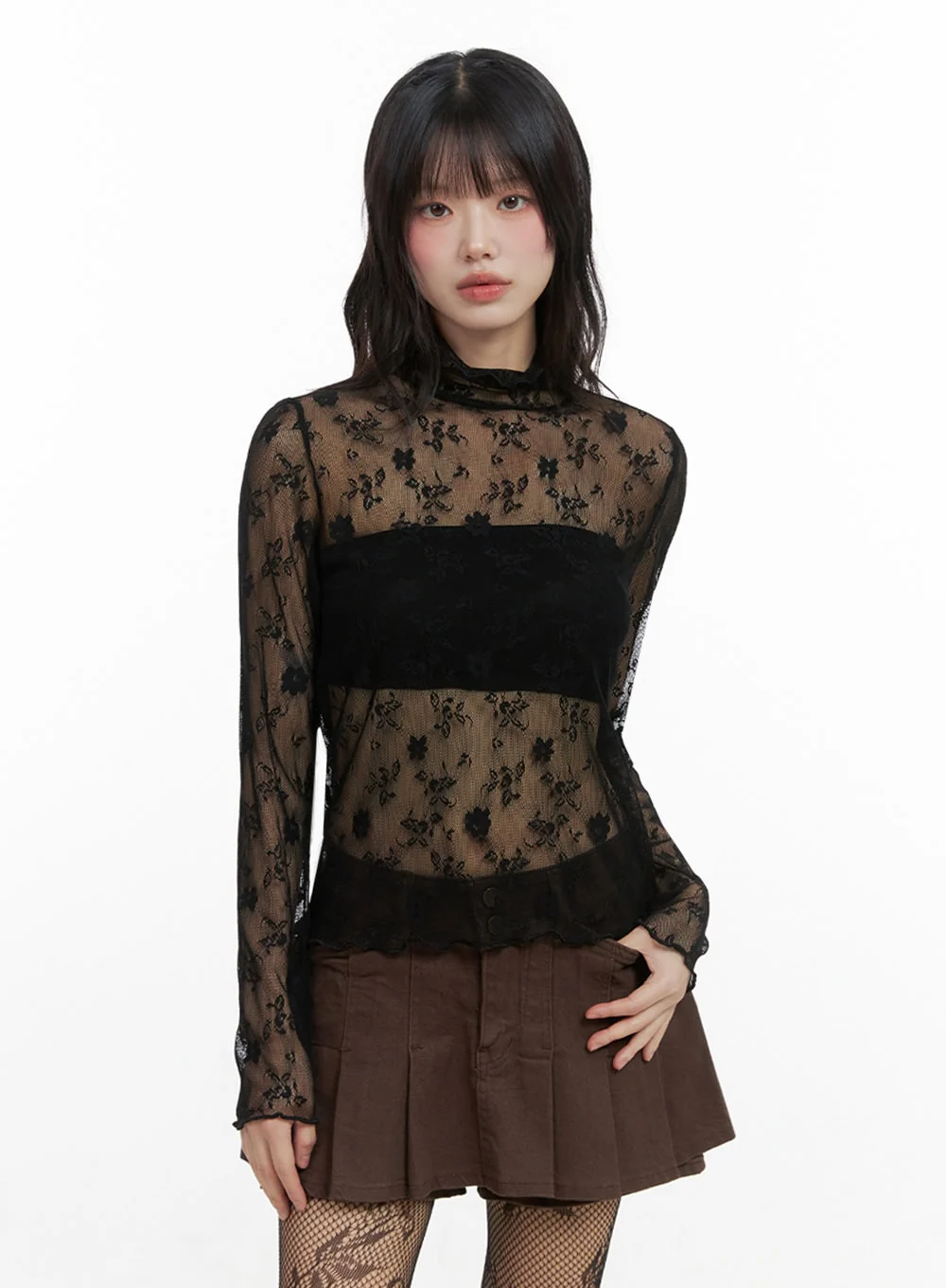 Floral Lace See-Through Blouse IO430 - Image 4