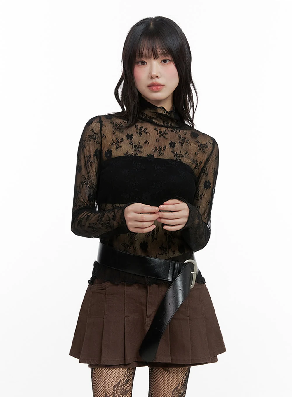 Floral Lace See-Through Blouse IO430 - Image 5