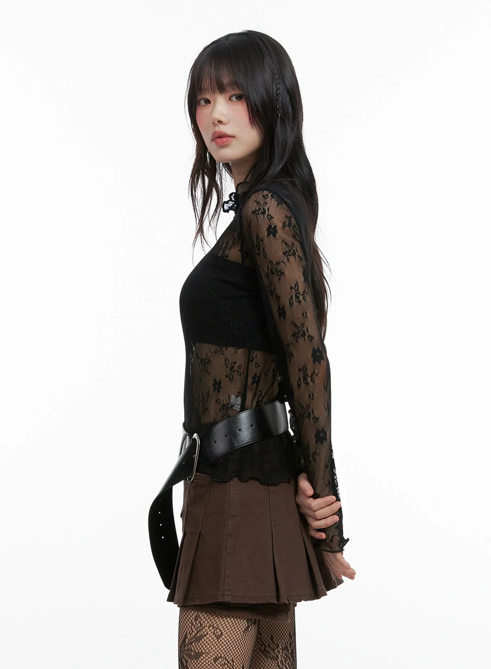 Floral Lace See-Through Blouse IO430 - Image 6