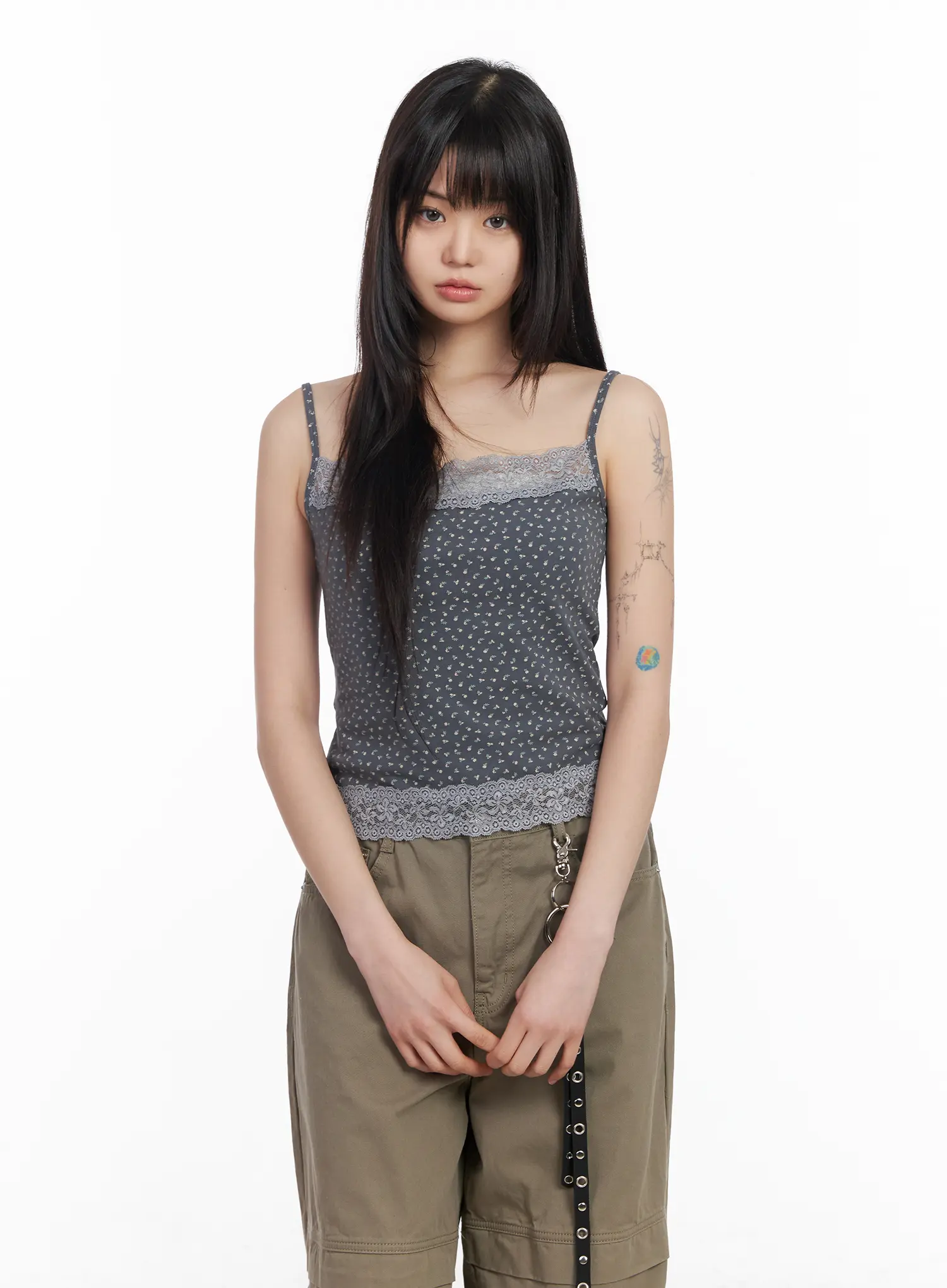 Floral Lace Trim Tank Top CM513 - Image 2