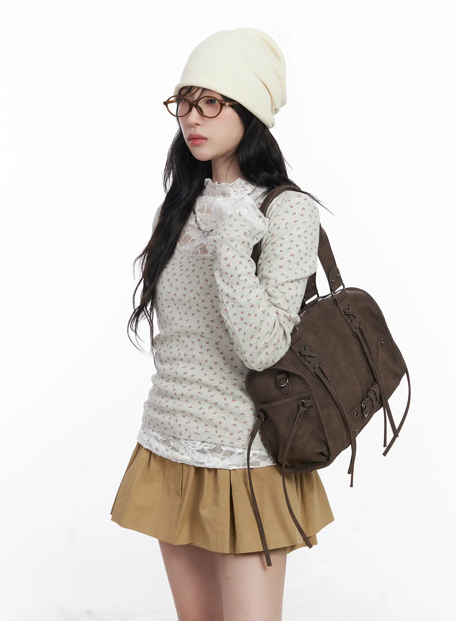 Floral Print U-Neck Long Sleeve Top CJ526 - Image 9