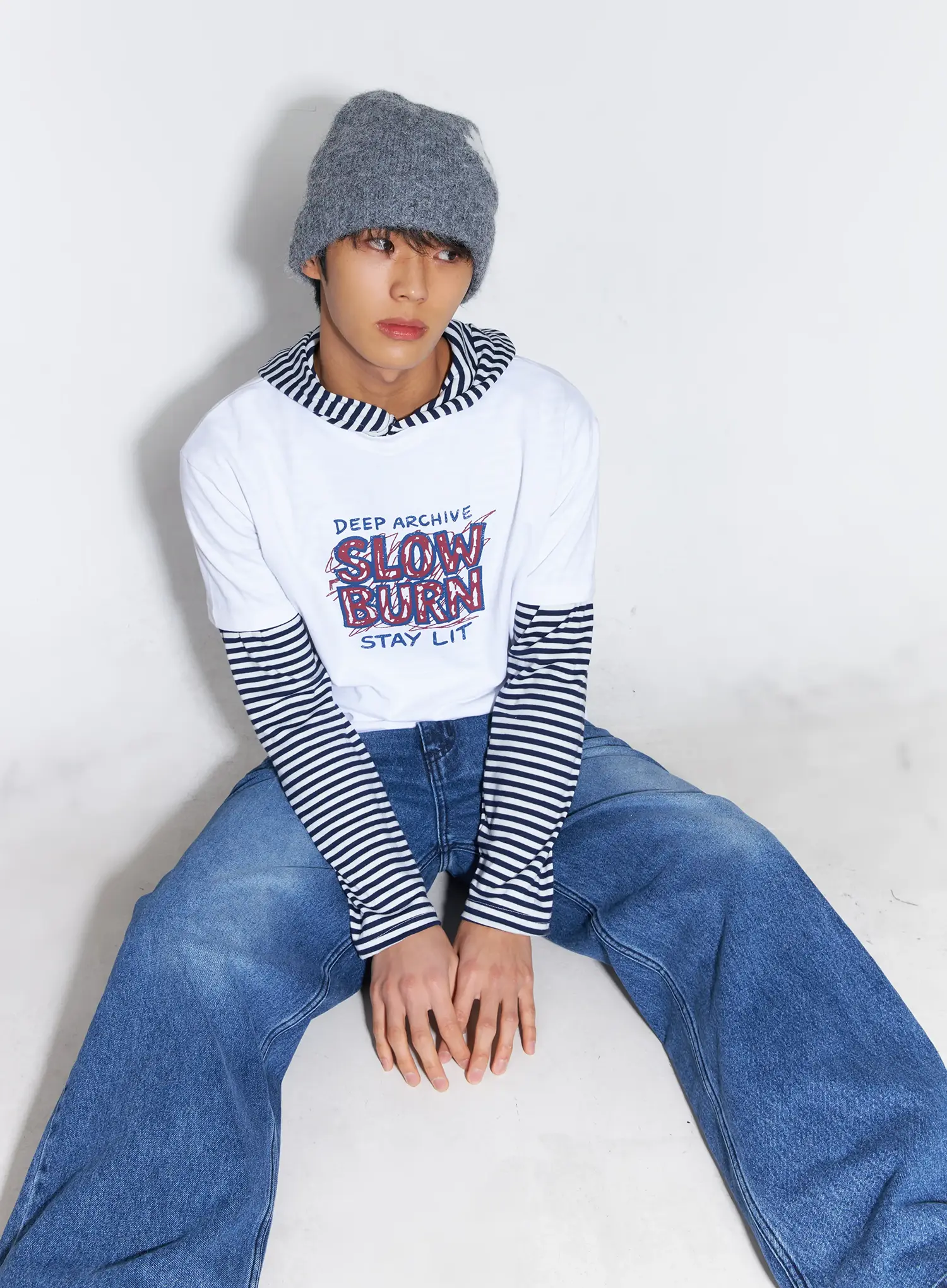 Flower Knit Beanie (Gray) IF506 - Image 2