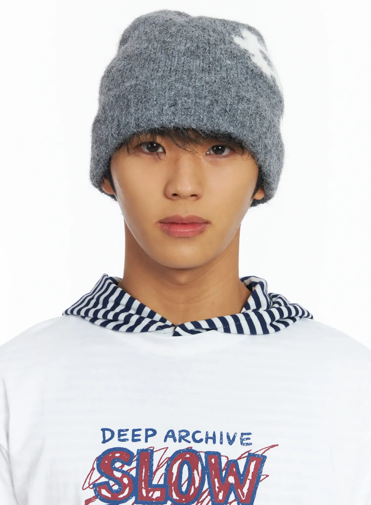 Flower Knit Beanie (Gray) IF506 - Image 3
