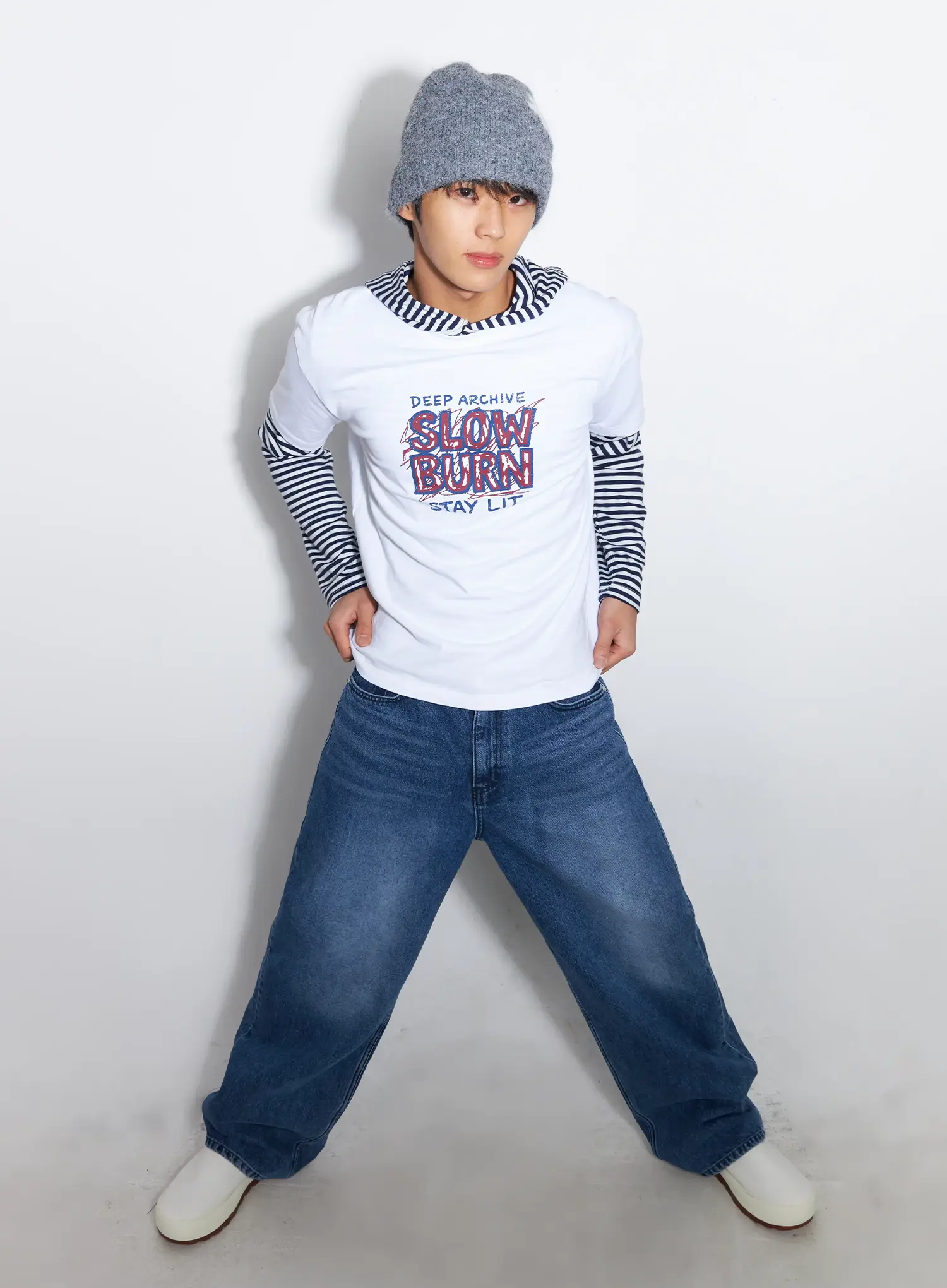 Flower Knit Beanie (Gray) IF506 - Image 8