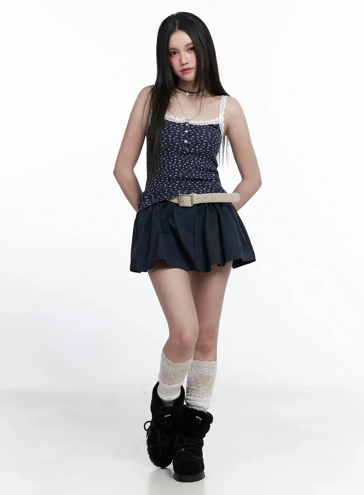 Flower Lace-Trim Tank Top IS525 - Image 2