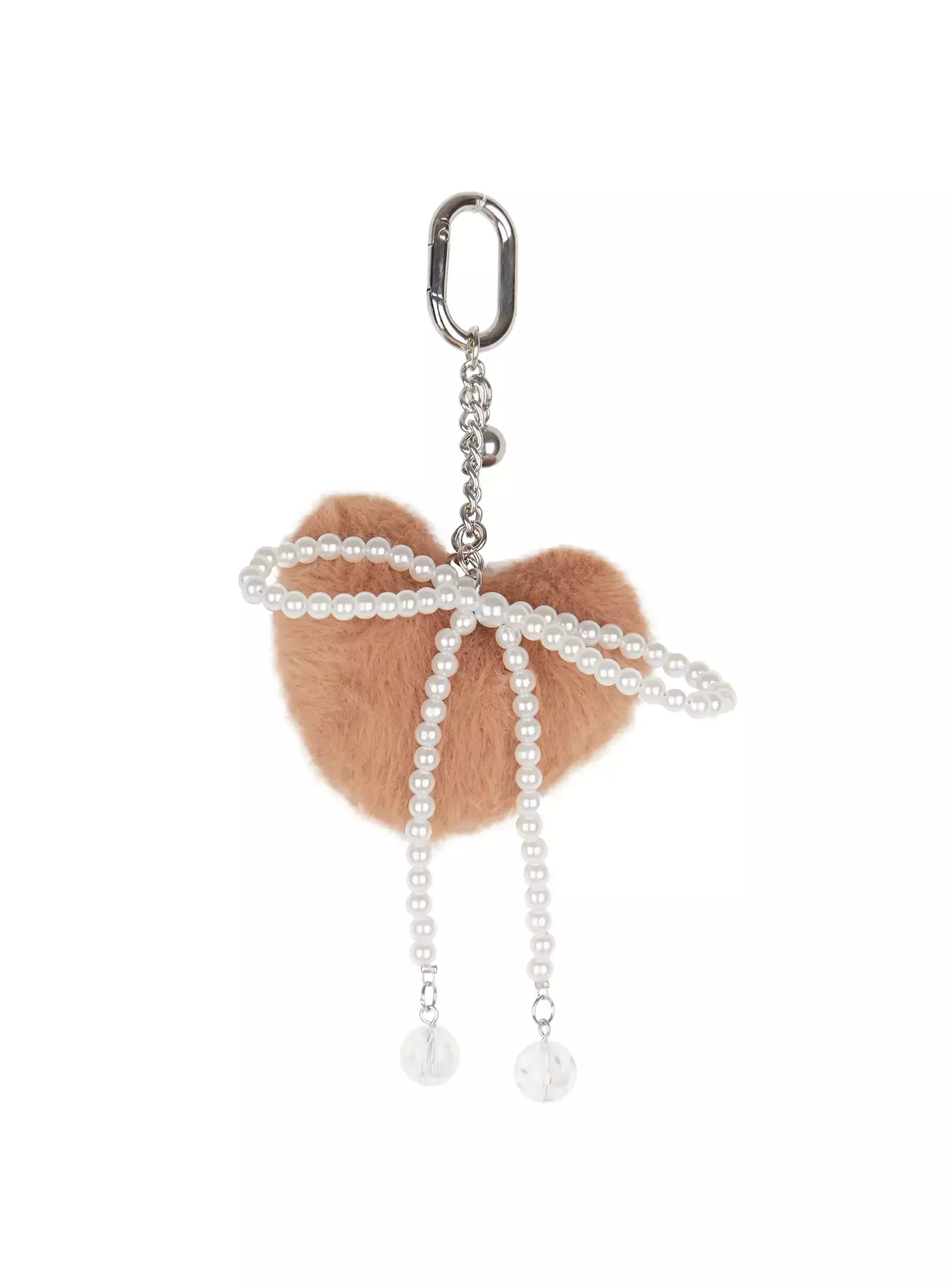 Fluffy Heart Ribbon Charm Keychain IO517